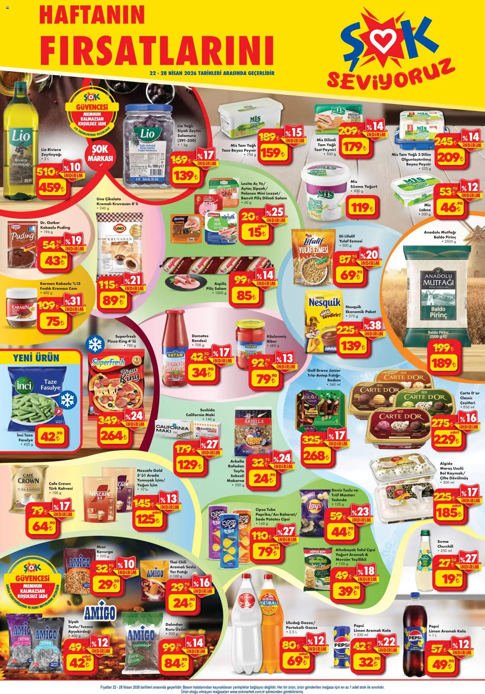 Şok Market Şok Market Katalog 22.04.2026 - Broşürünün önizlemesi - Pizza, Çikolata, Peynir, Patates, Domates, Yoğurt, Pirinç, Salam