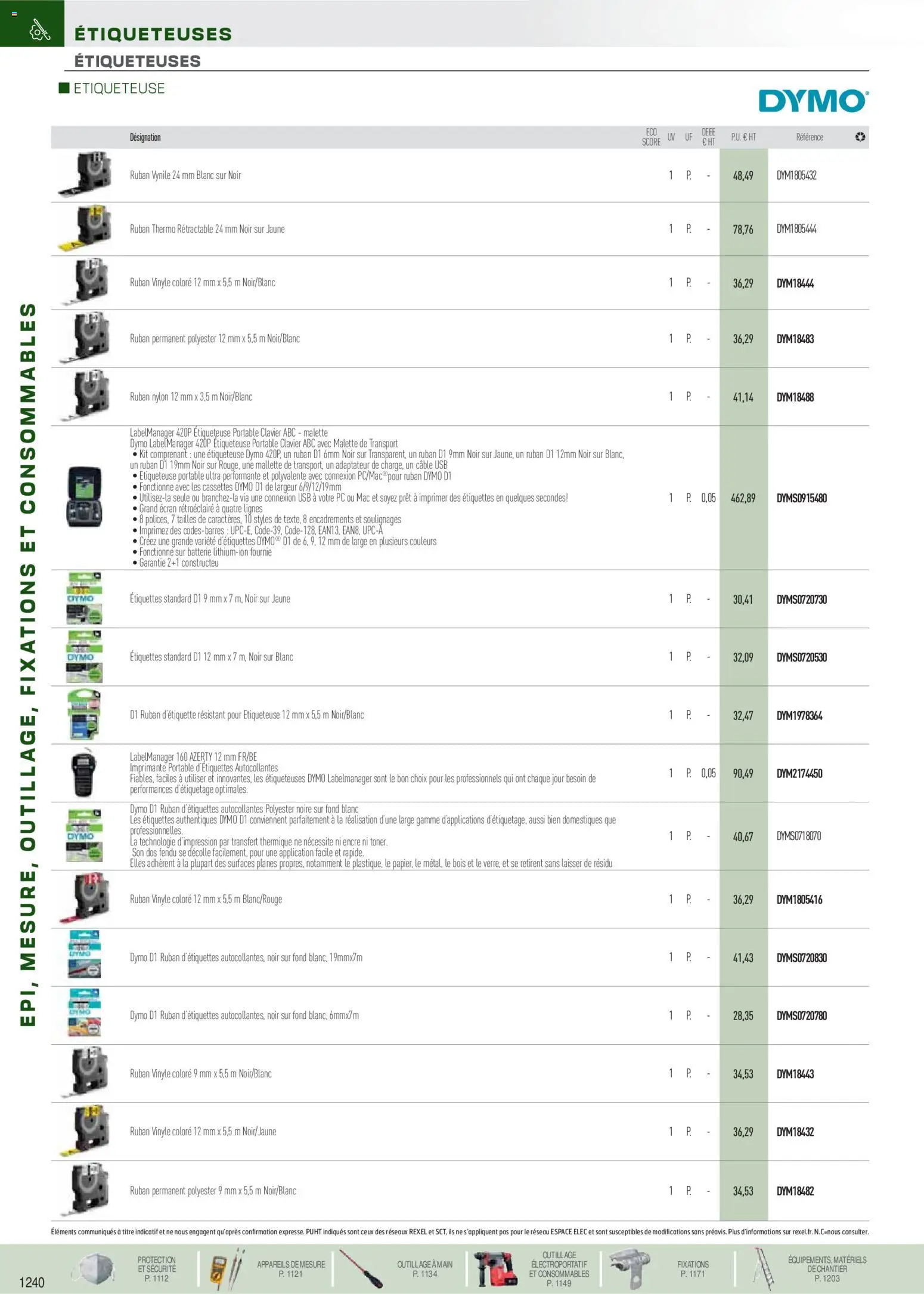 Prévisualisation de Brochure EPI, mesure, outillage, fixations et consommables du magasin Rexel formulaire valide 18/11/2025 - Imprimante, Batterie, Clavier, Adaptateur, Portable, USB, Câble USB, Étiqueteuse dymo