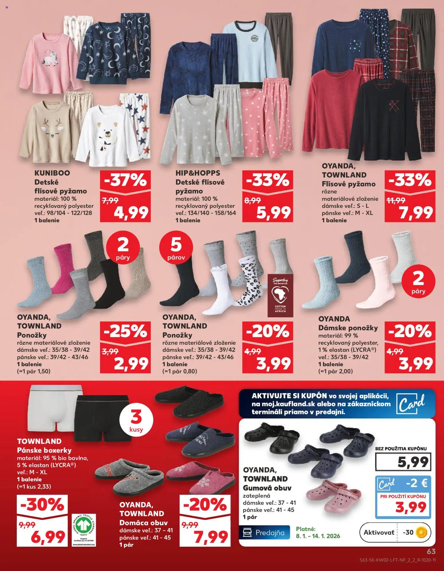Náhľad Kaufland letáku platného od 08.01.2026 - Ponožky, Pyžamo, Boxerky