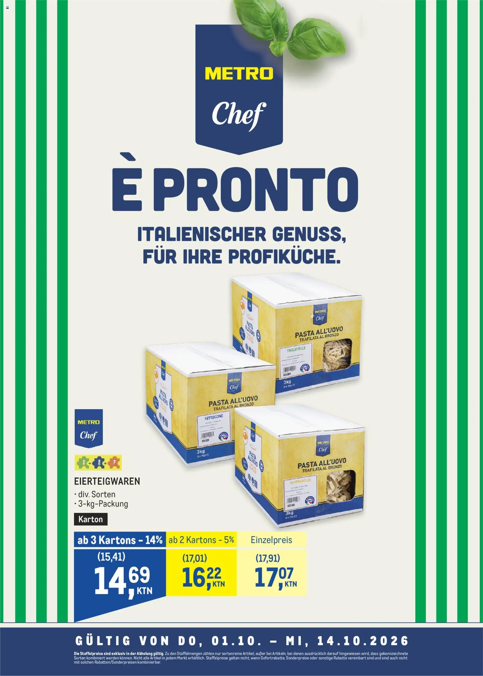 Vorschau der Angebote: Metro Metro angebote Chef Taglierini No 4 gültig ab 01.10.2026 - Pasta