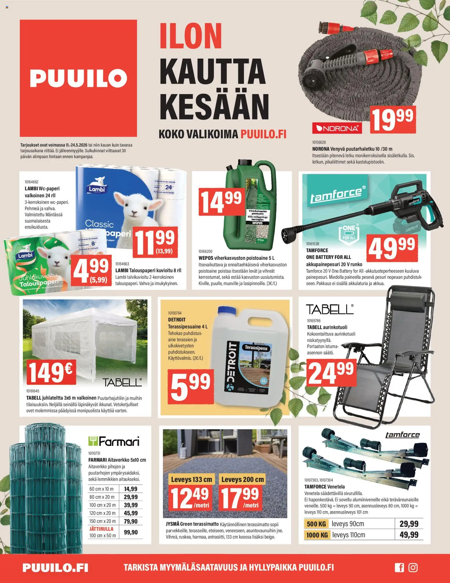 Kaupan Puuilo Puuilo tarjoukset esikatselu, voimassa 11/05/2026