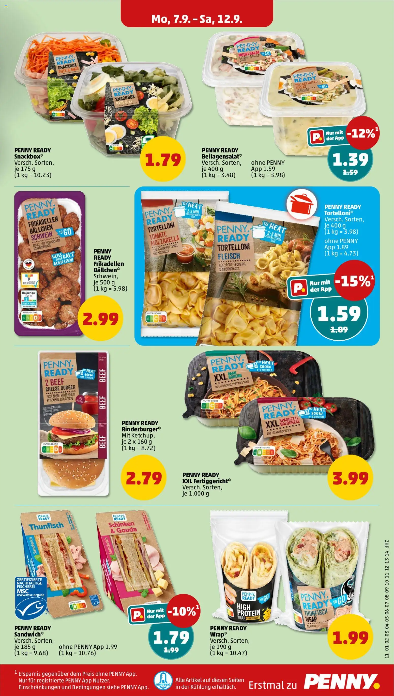 Vorschau von dem Prospekt des Geschäftes Penny, gültig ab dem 07.09.2026 - Käse, Spaghetti, Thunfisch, Mozzarella, Box, Mais, Schinken, Ketchup