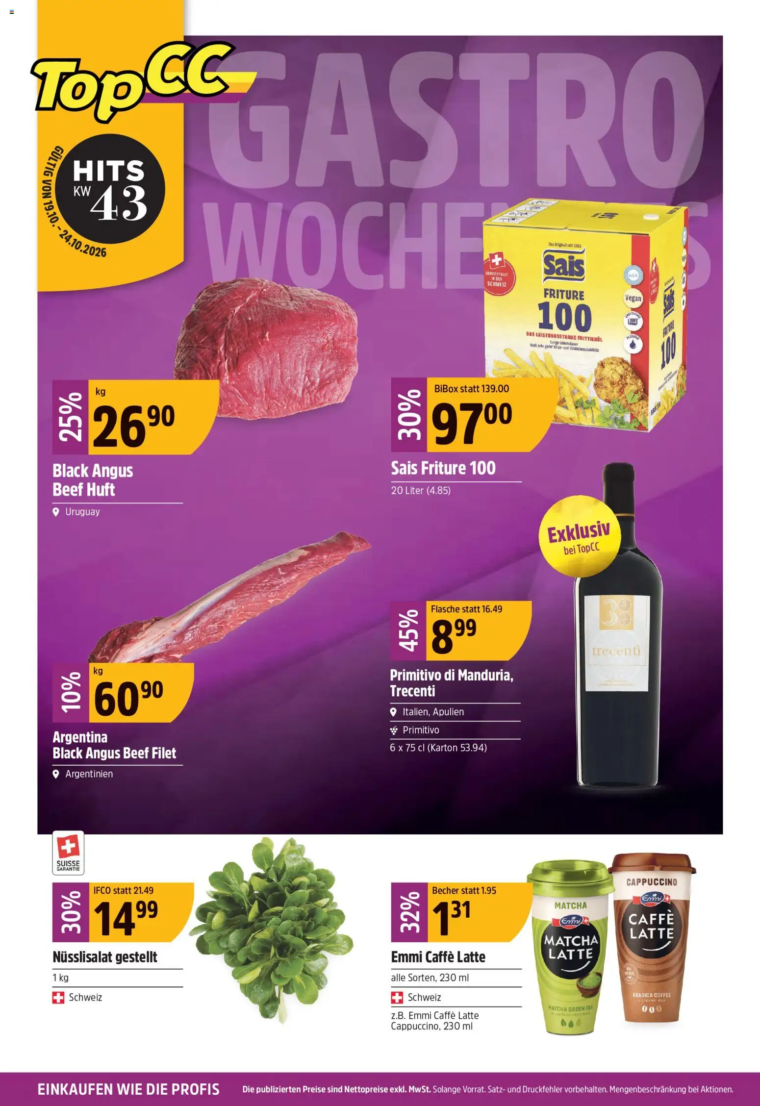 Vorschau des Merkblatts TopCC aktionen vom Shop TopCC gültig von 19.10.2026 bis 24.10.2026 - Cappuccino, Sekt