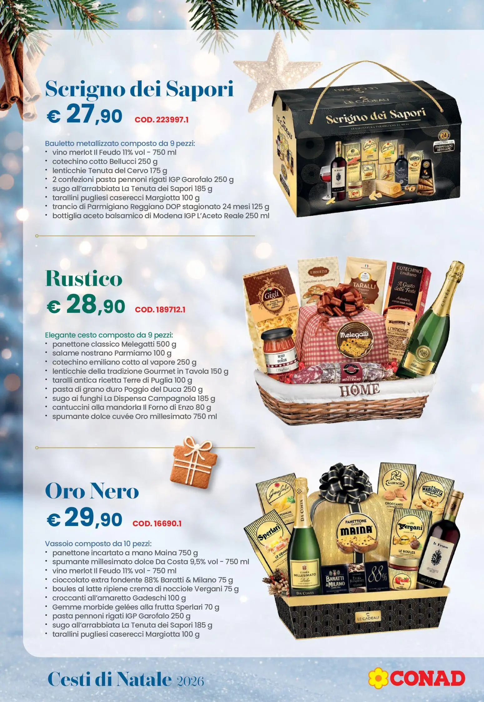 Anteprima dell'opuscolo Conad volantino Natale Lombardia dal negozio Conad valido da 26/10/2026 - Crema, Latte, Funghi, Nocciole, Parmigiano, Mandorla, Aceto, Vassoio