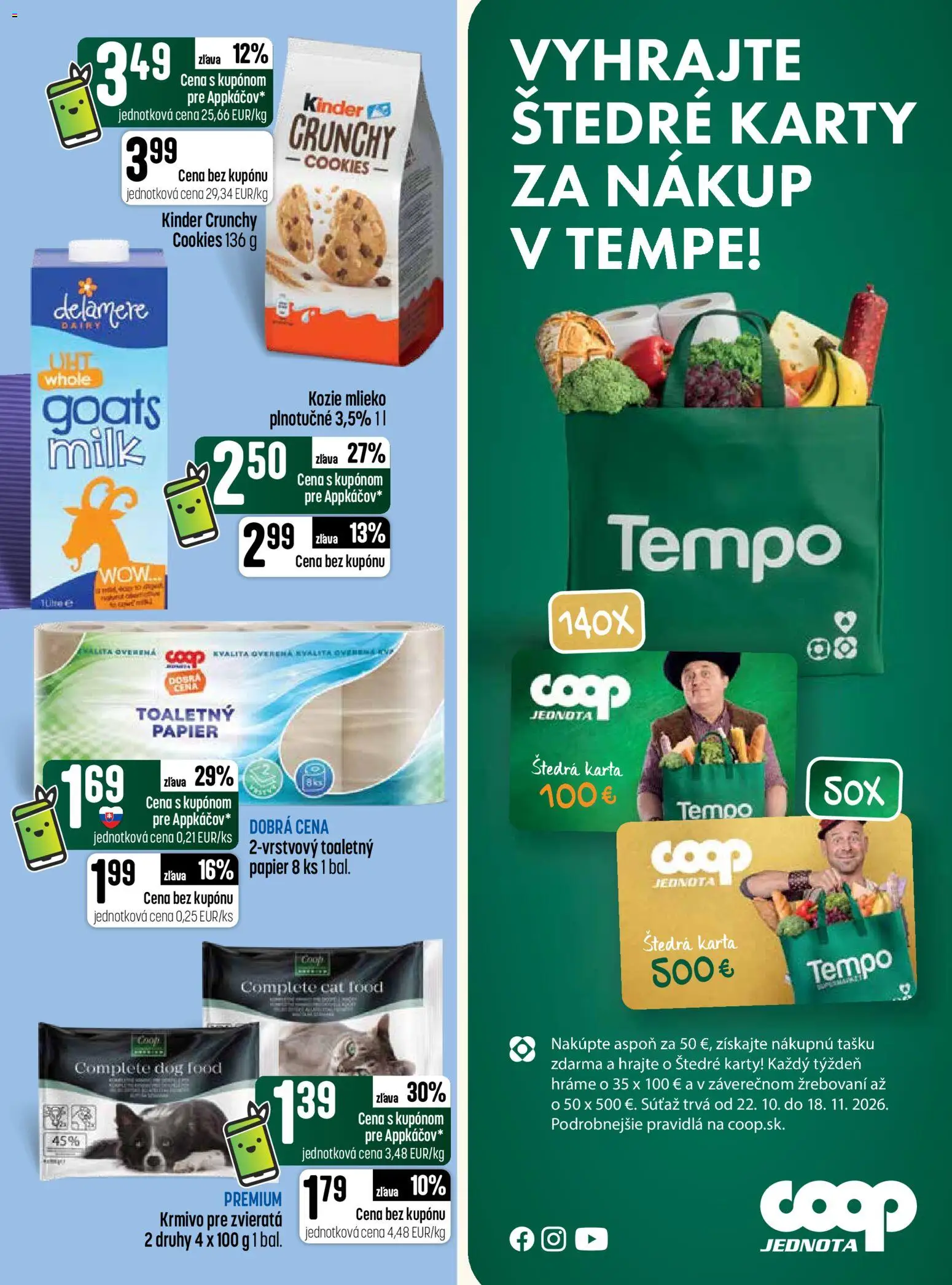 Náhľad COOP Jednota letáku platného od 29.10.2026 - Mlieko, Kinder