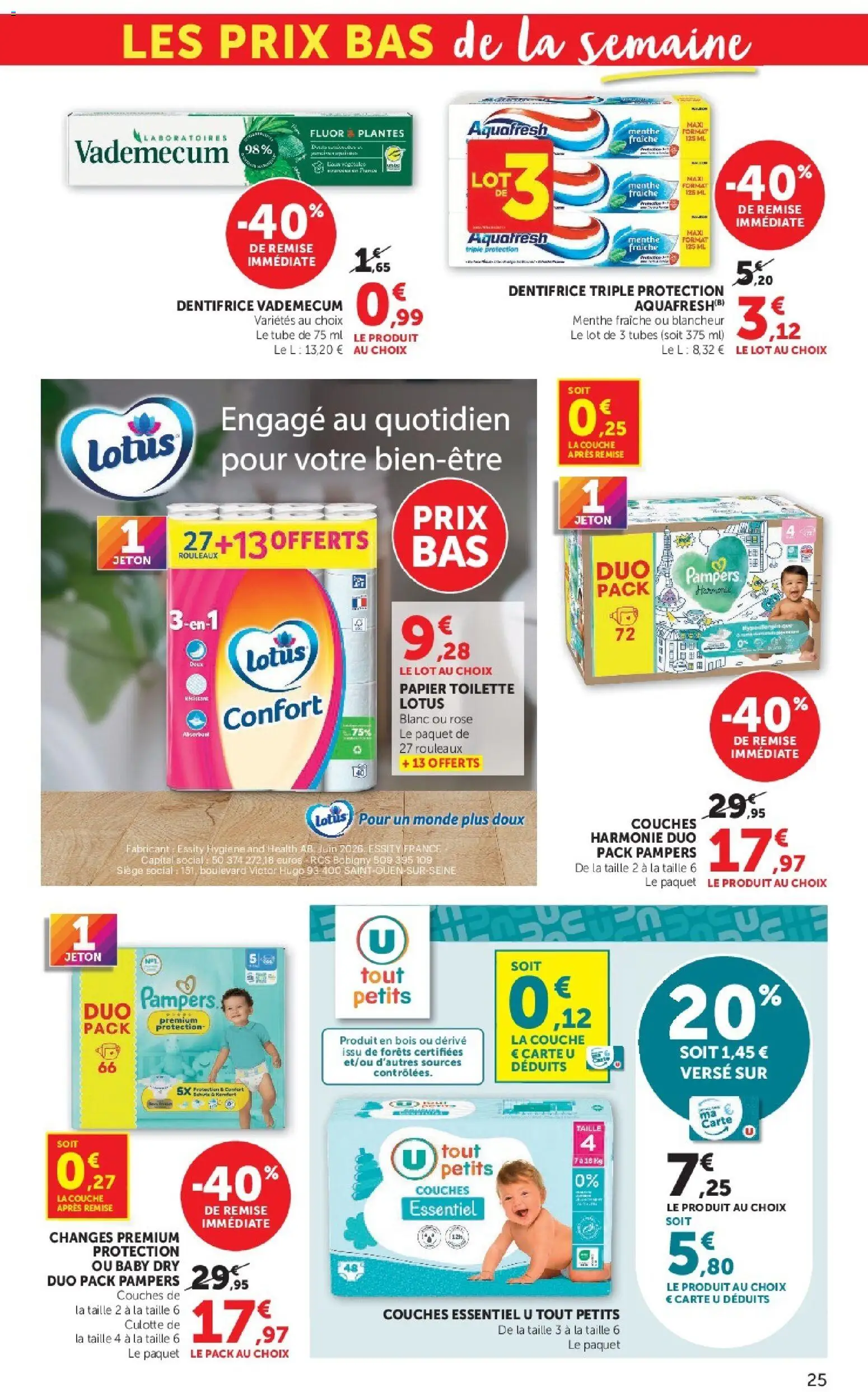 Prévisualisation de Hyper U catalogue du magasin Hyper U formulaire valide 08/09/2026 - Plantes, Lotus, Culotte, Pampers, Dentifrice, Menthe, Papier toilette, Couches