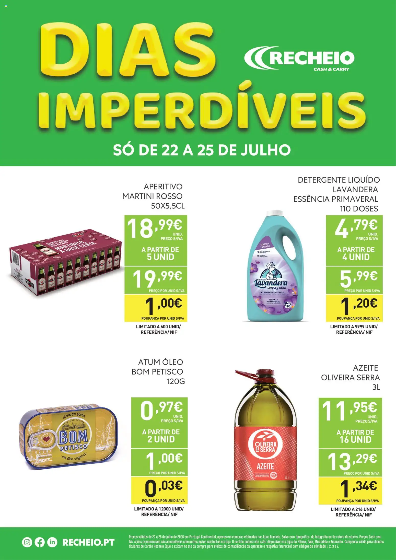 Pré-visualização do folheto da loja Recheio válida a partir de 22/07/2026 - Azeite, Atum, Martini, Detergente, Óleo, Óleo vegetal
