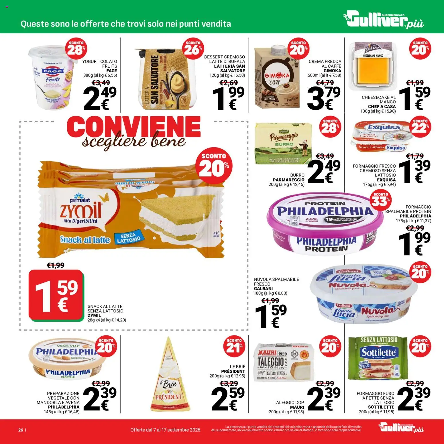 Anteprima dell'opuscolo Gulliver volantino dal negozio Gulliver valido da 07/09/2026 - Mango, Caffè, Latte, Yogurt, Dessert, Mandorla, Formaggio spalmabile, Formaggio fuso
