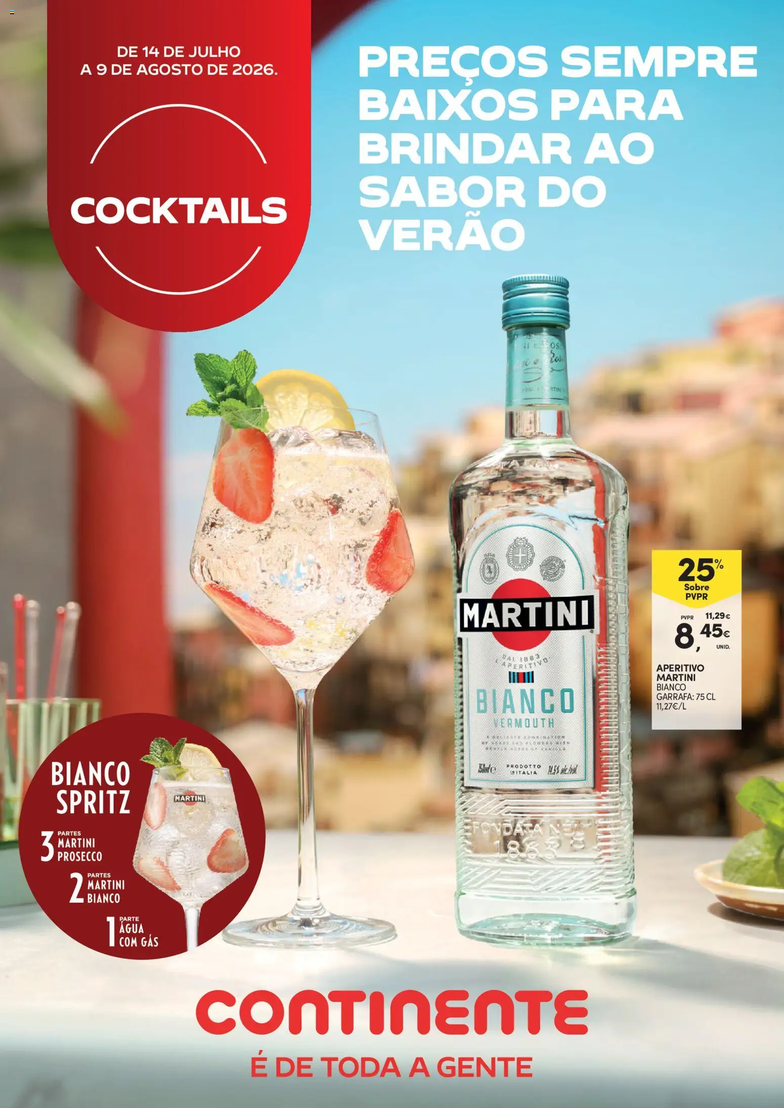Pré-visualização do folheto da loja Continente válida a partir de 14/07/2026 - Cocktails, Prosecco, Martini, Martini Bianco