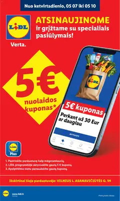 LIDL parduotuvės leidinio LIDL leidinys - Atsinaujinusi parduotuvė Vilniuje galiojančio nuo 2026.05.04 peržiūra