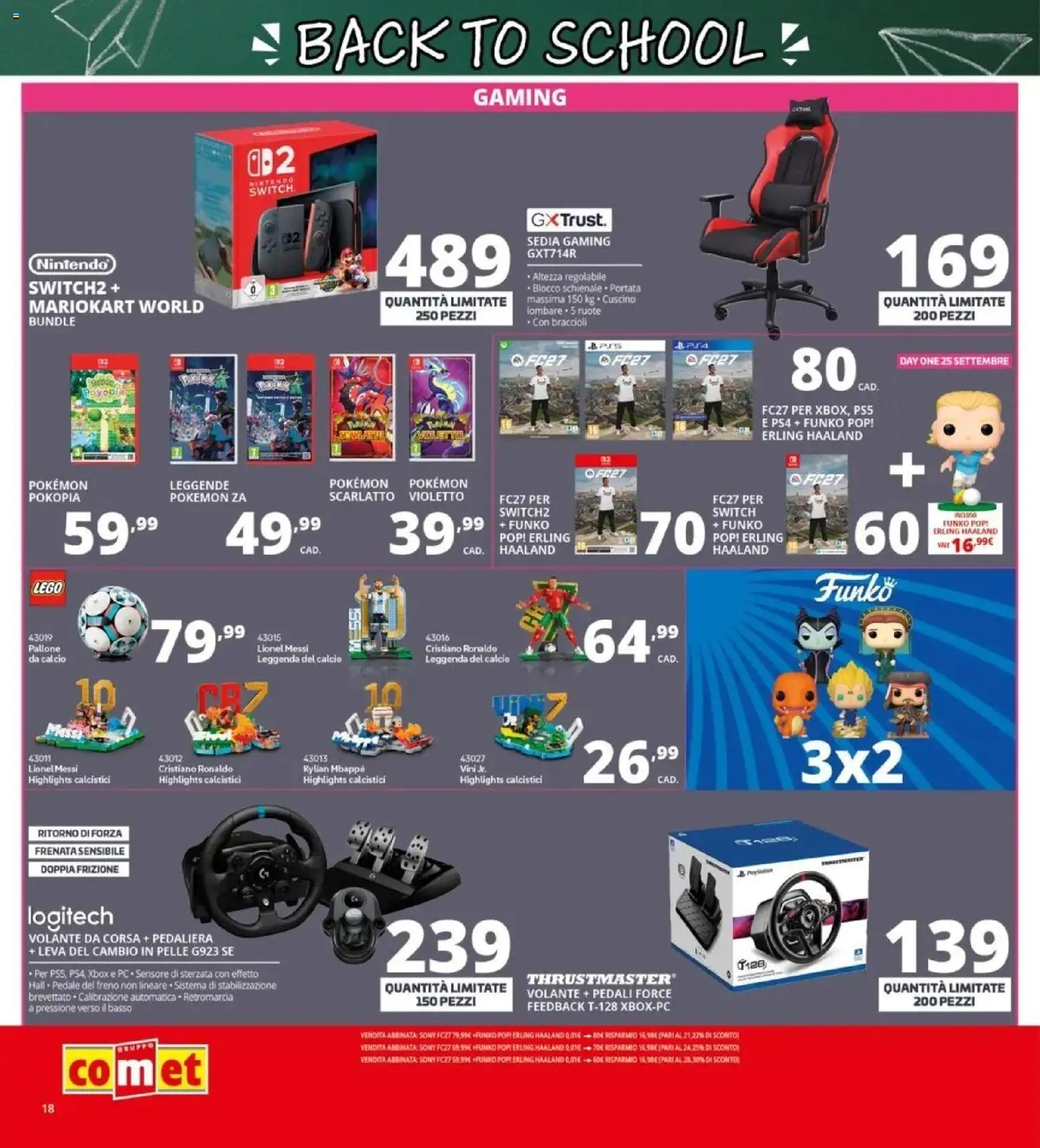 Anteprima dell'opuscolo Comet volantino Back to school dal negozio Comet valido da 20/08/2026 - LEGO, Xbox, PC, Cuscino, Sedia, Basso, Braccioli, Pallone