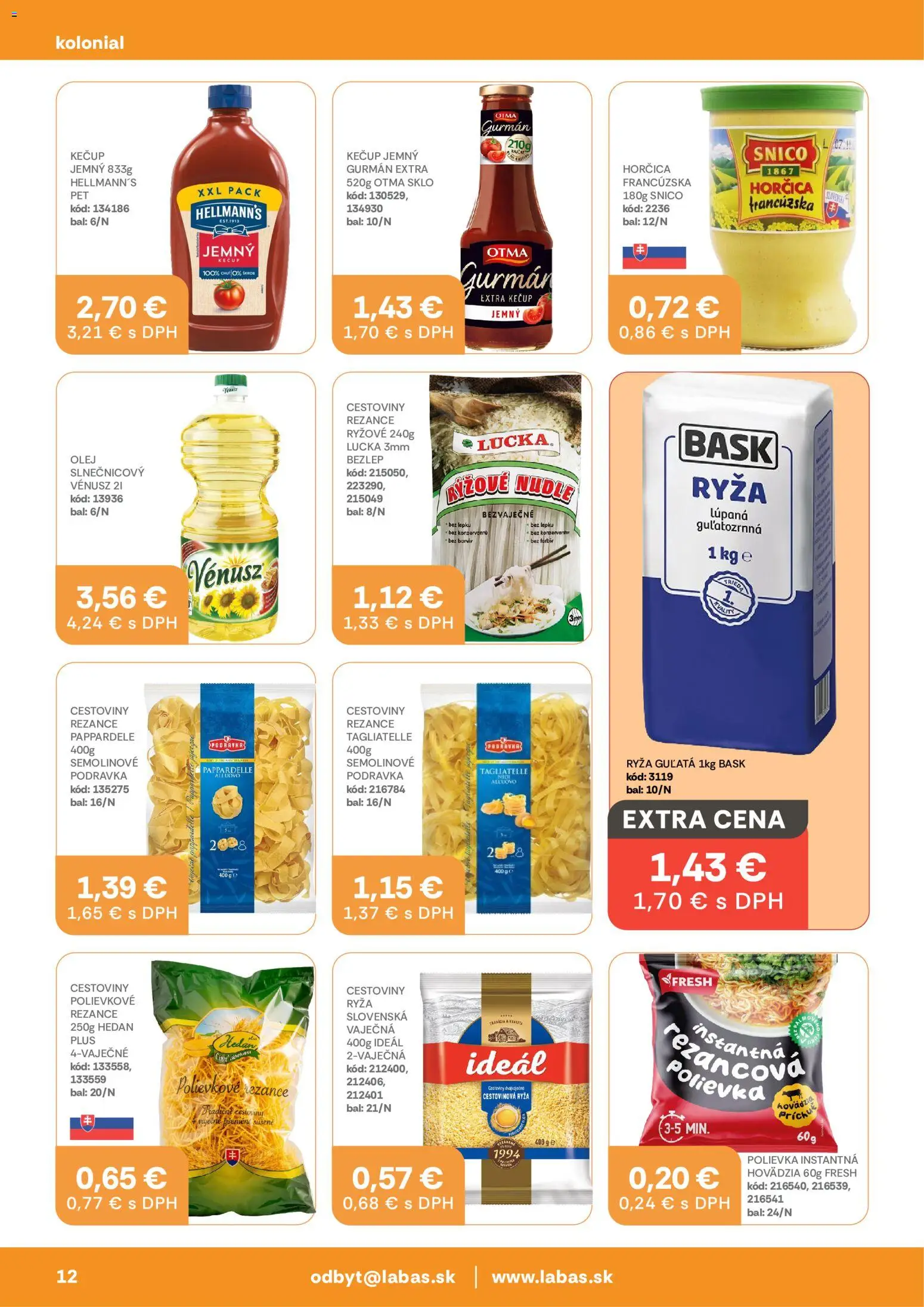Náhľad Labaš letáku platného od 09.10.2026 - Cestoviny, Olej, Ryža, Horčica, Kečup, Rezance, Lucka