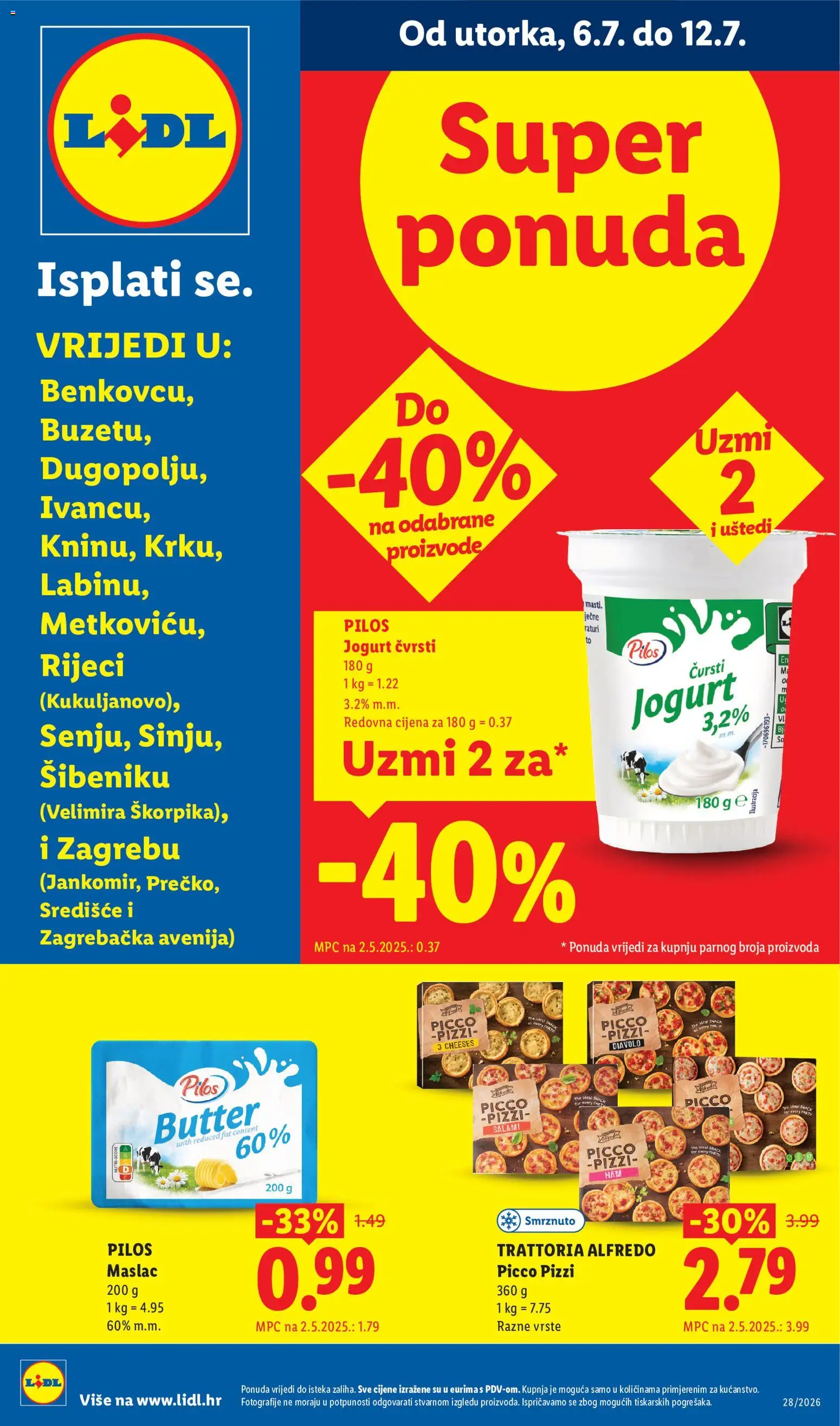 Pregled letka Lidl Super ponuda trgovine Lidl vrijedi od 06.07.2026