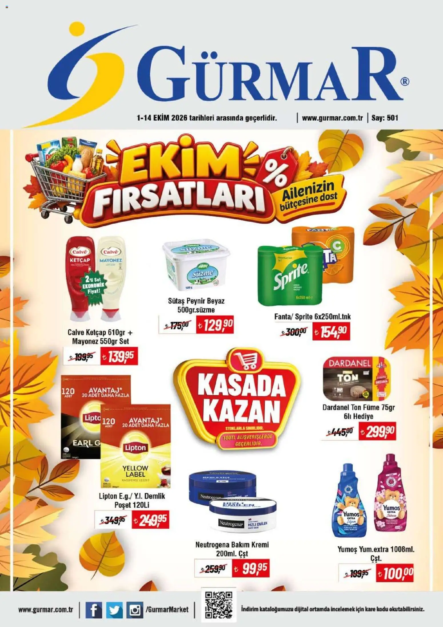 Gürmar Gürmar Katalog 01.10.2026 - Broşürünün önizlemesi - Peynir, Demlik, Sprite, Ketçap, Mayonez