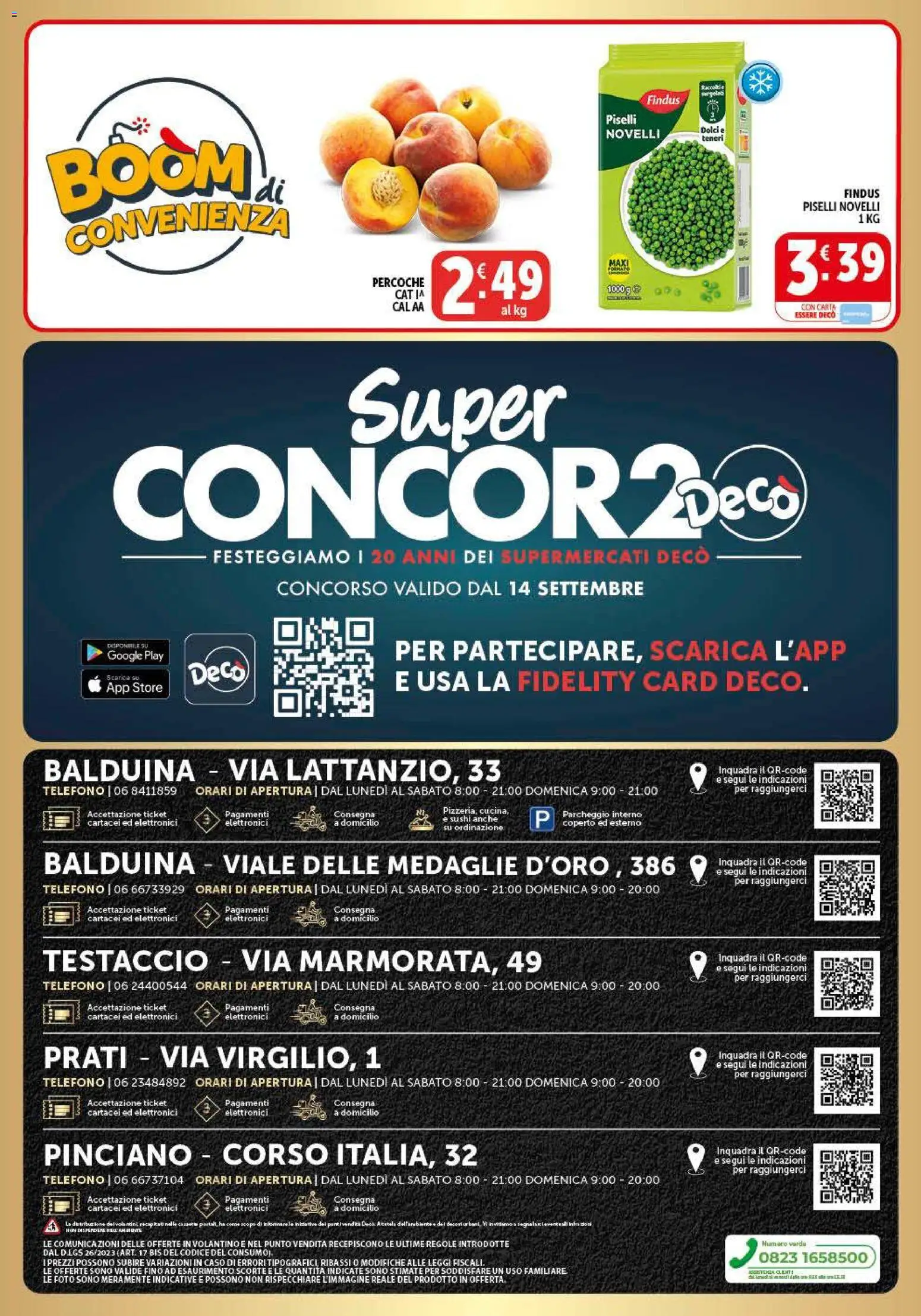 Anteprima dell'opuscolo Decò volantino Gourmet dal negozio Decò valido da 01/09/2026 - Sushi, Telefono, Dolci, Piselli