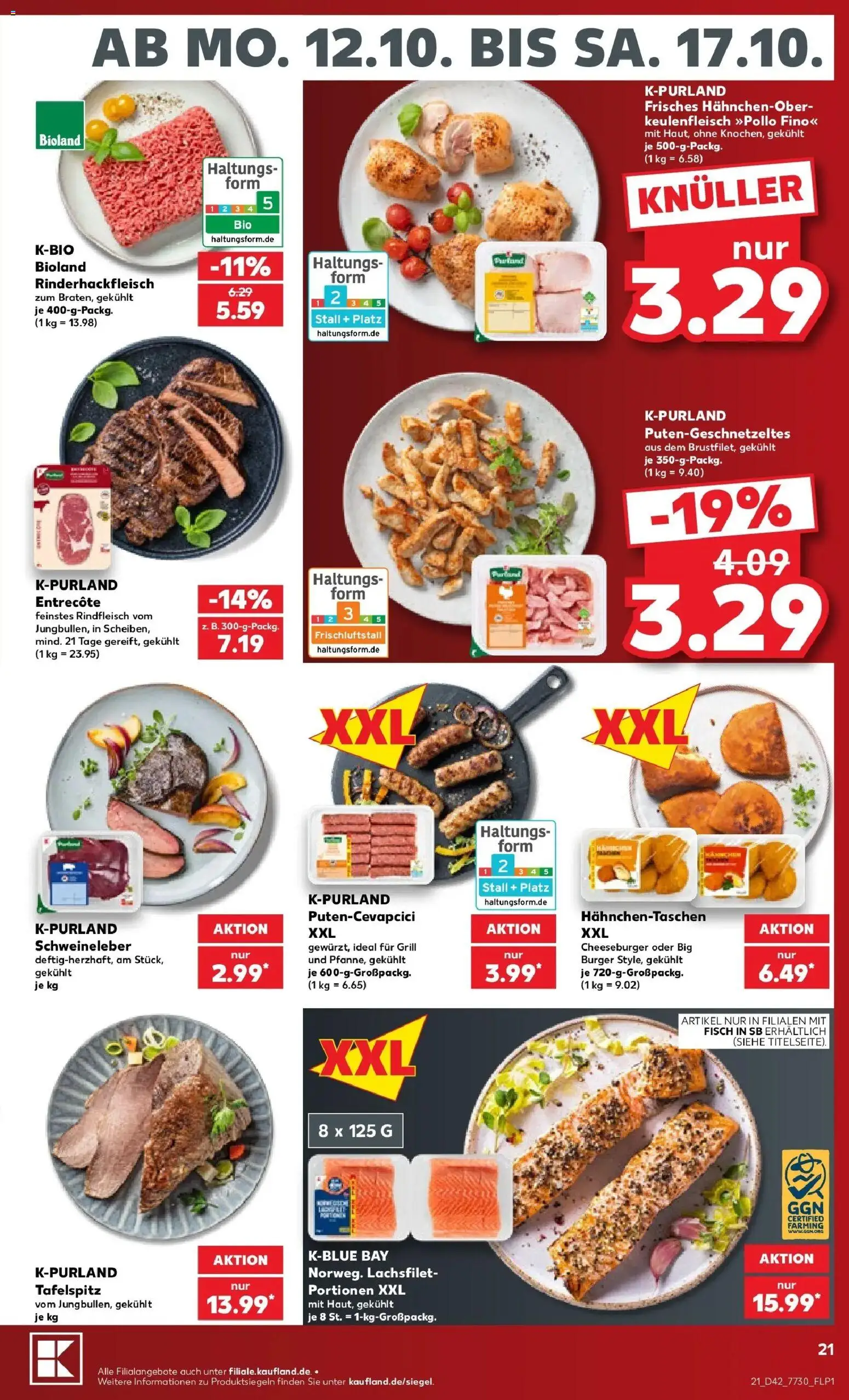 Vorschau von dem Prospekt des Geschäftes Kaufland, gültig ab dem 12.10.2026 - Burger, Fisch, Grill, Entrecote, Tafelspitz, Rindfleisch