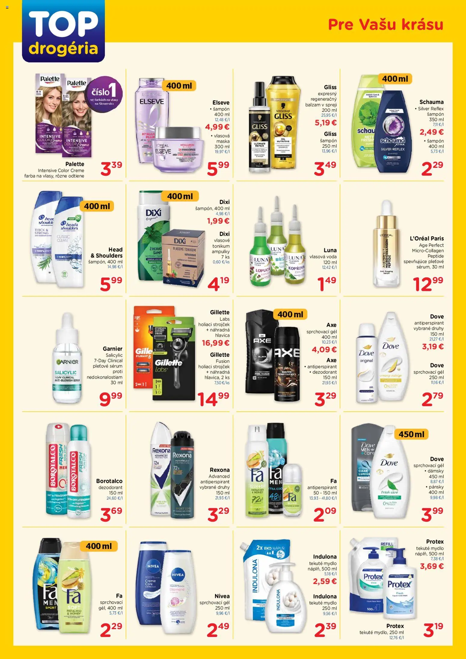 Náhľad TOP Drogéria letáku platného od 02.11.2026 - Holiaci strojček, Nivea, Indulona, Dezodorant, Antiperspirant, Šampón, Mydlo, Strojček
