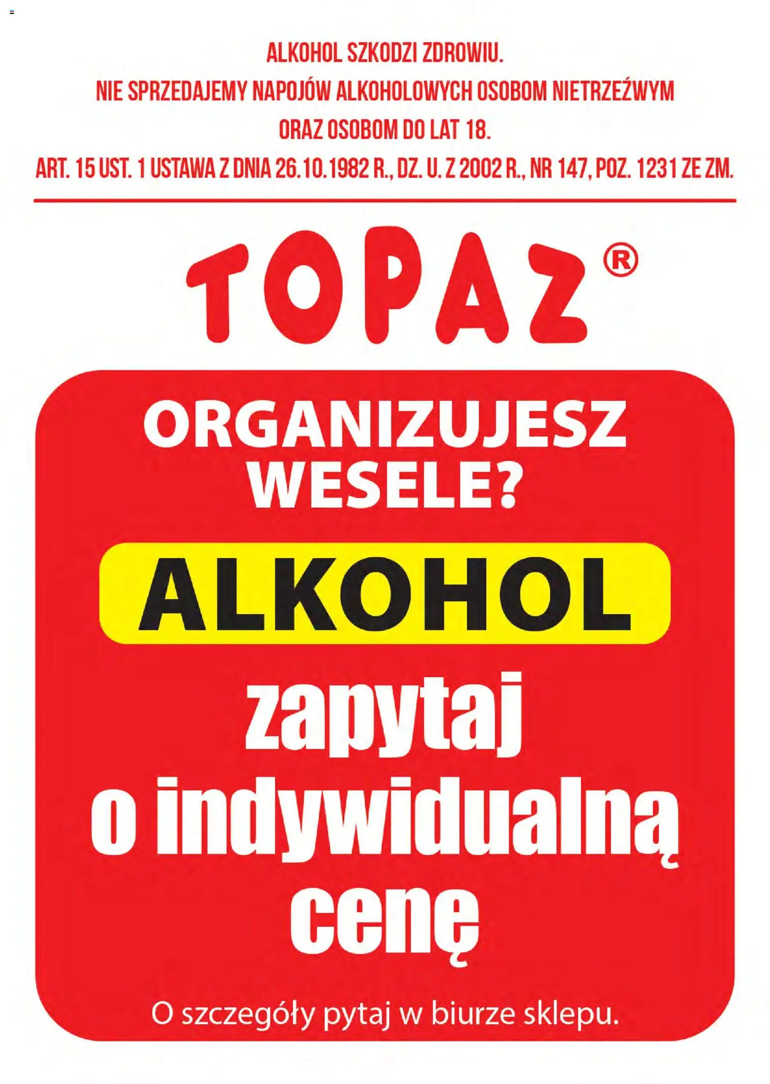 Pogląd gazetki "Topaz gazetka alkoholowa" ze sklepu Topaz ważnej od 16.09.2026