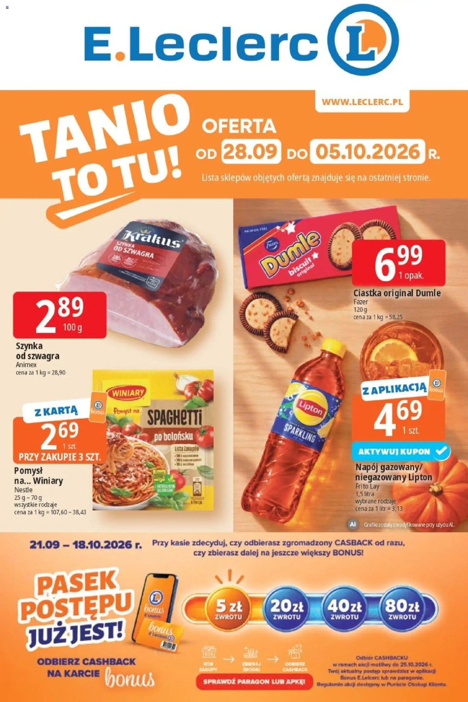 Pogląd gazetki "E.Leclerc gazetka - Tanio To Tu" ze sklepu E.Leclerc ważnej od 28.09.2026