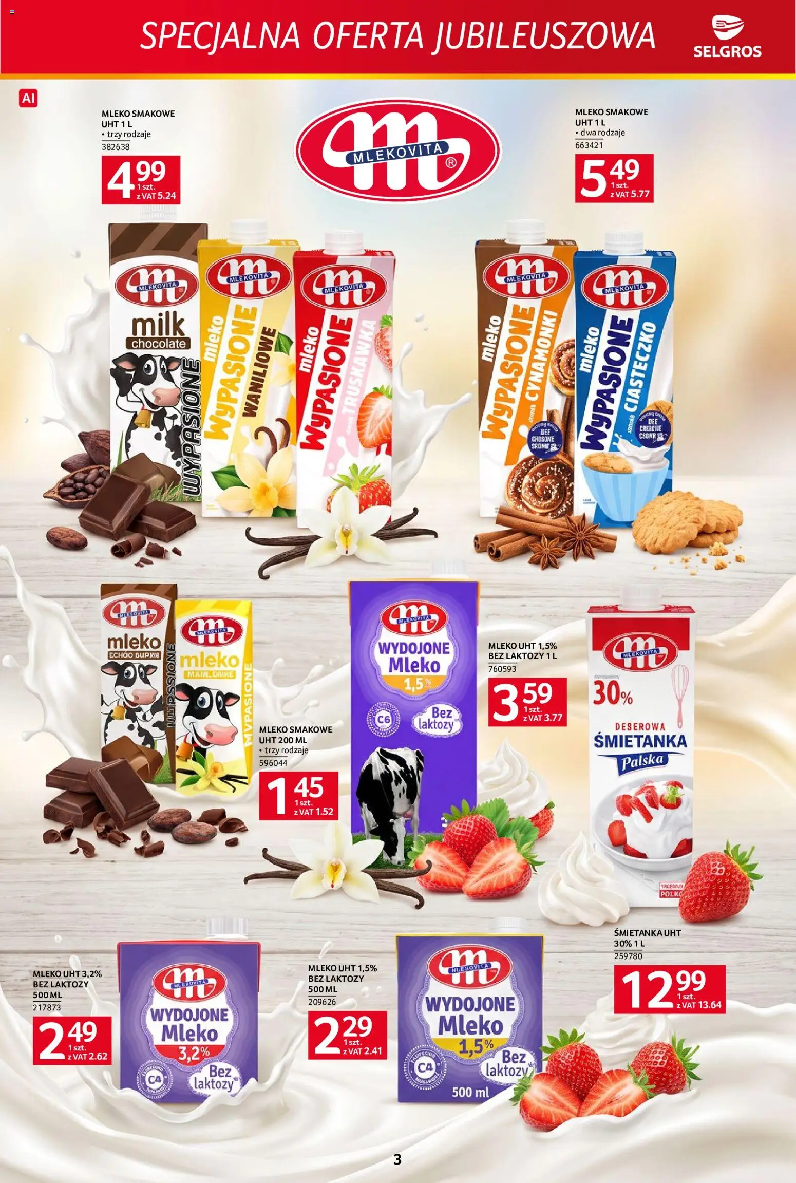 Pogląd gazetki "Selgros cash&carry gazetka - Specjalna Oferta Jubileuszowa" ze sklepu Selgros cash&carry ważnej od 22.10.2026 - Mleko, Mleko bez laktozy, Mleko UHT, Bez laktozy