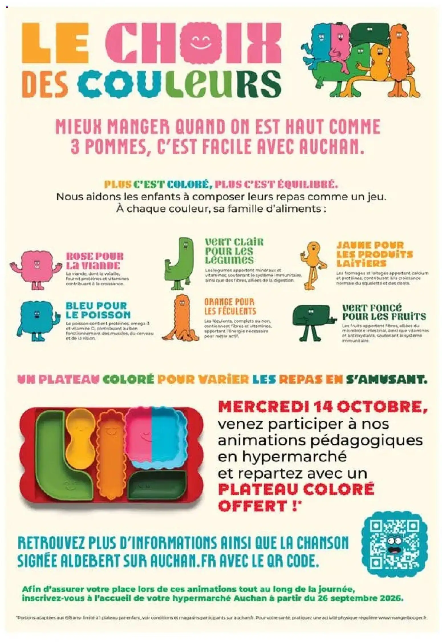 Prévisualisation de Auchan - Le choix des couleurs du magasin Auchan formulaire valide 08/10/2026 - Orange, Poisson, Fruits, Viande, Plateau, Produits laitiers