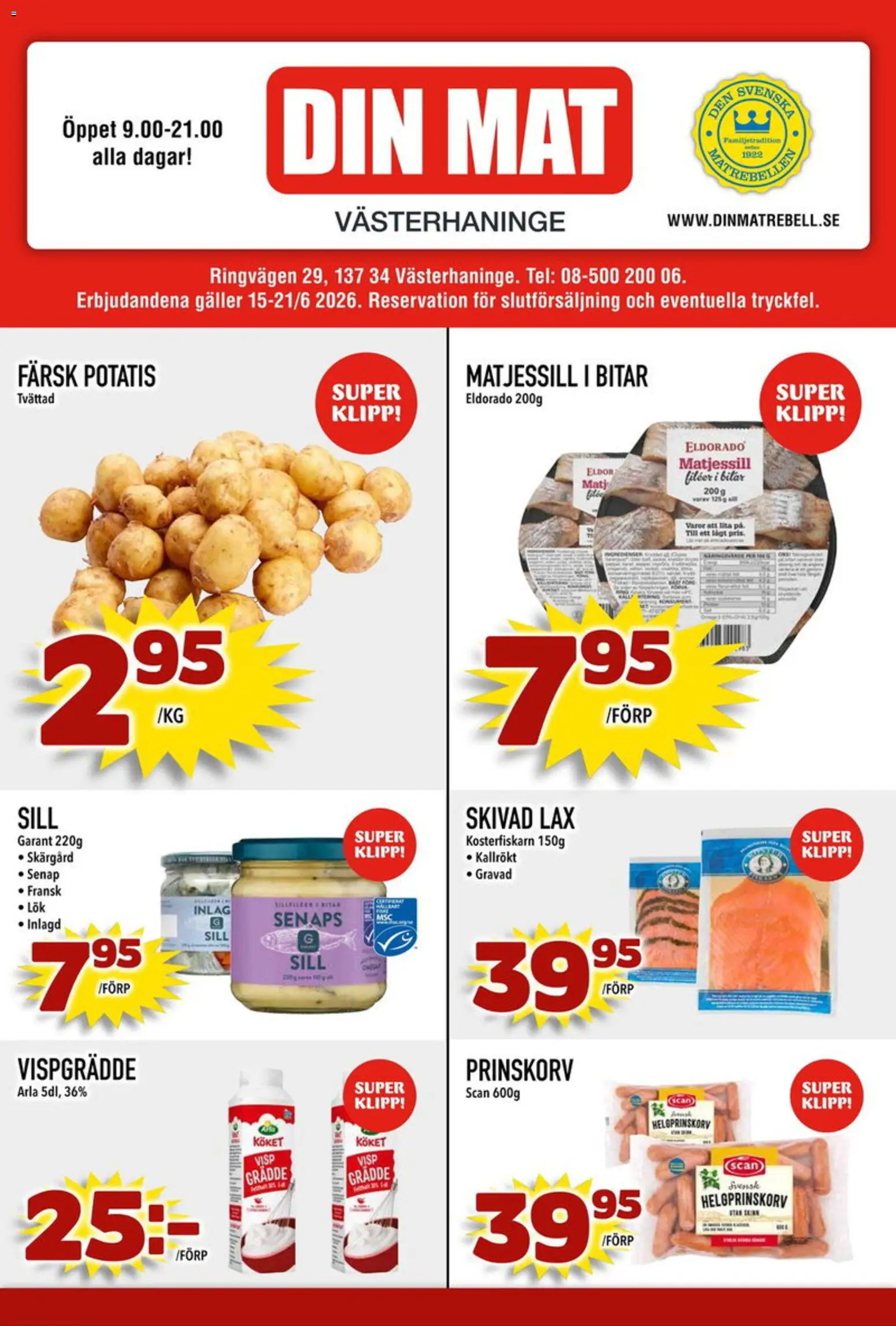 Förhandsgranska reklamblad Din Mat erbjudanden från butik Din Mat gäller från 15/06/2026