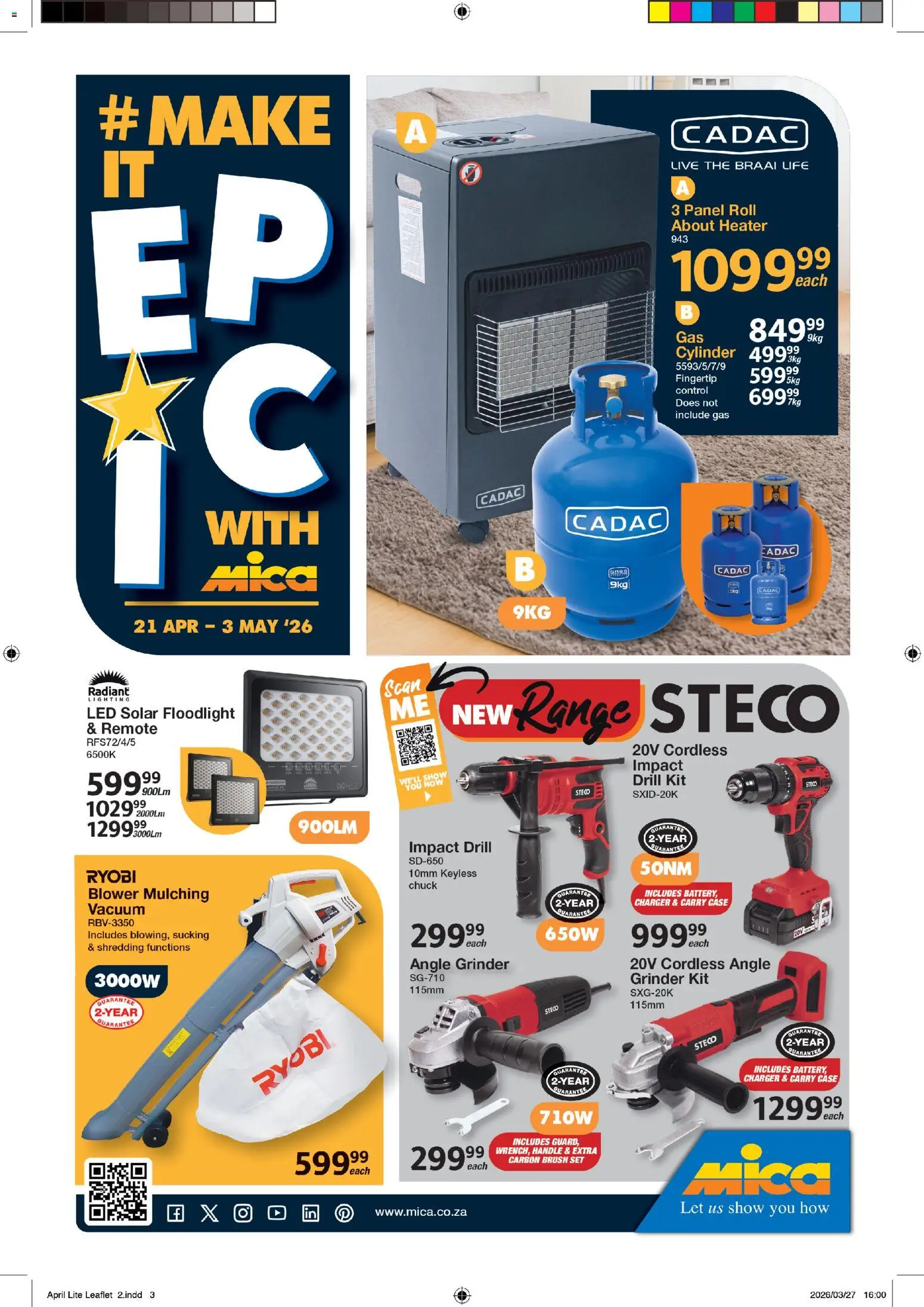 Preview of MICA flyer valid from 21/04/2026 - Heater, Grinder, Drill, Remote, Ham, Case, Charger, Brush