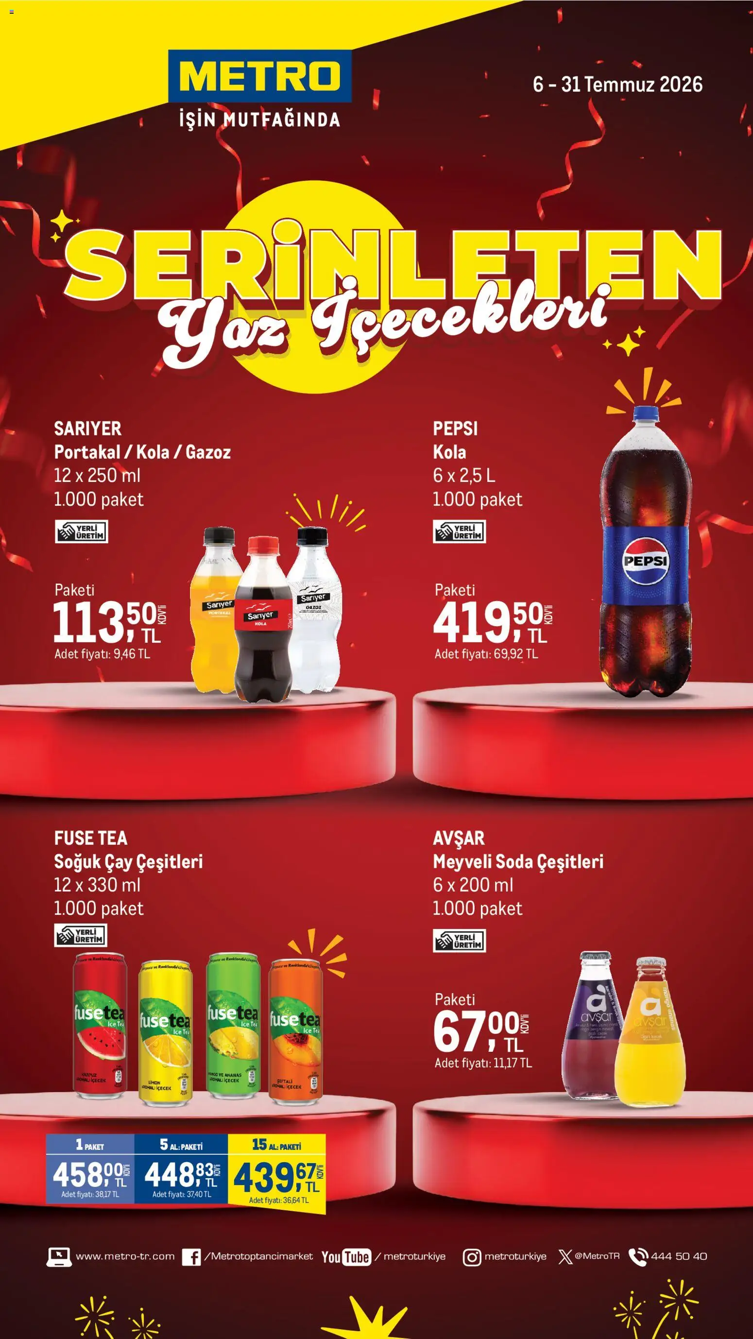 Metro Metro - İçecek Festivali 2026 06.07.2026 - Broşürünün önizlemesi - Ananas, Limon, Portakal, Fuse tea, Şeftali, Soda, Ice tea, Soğuk çay