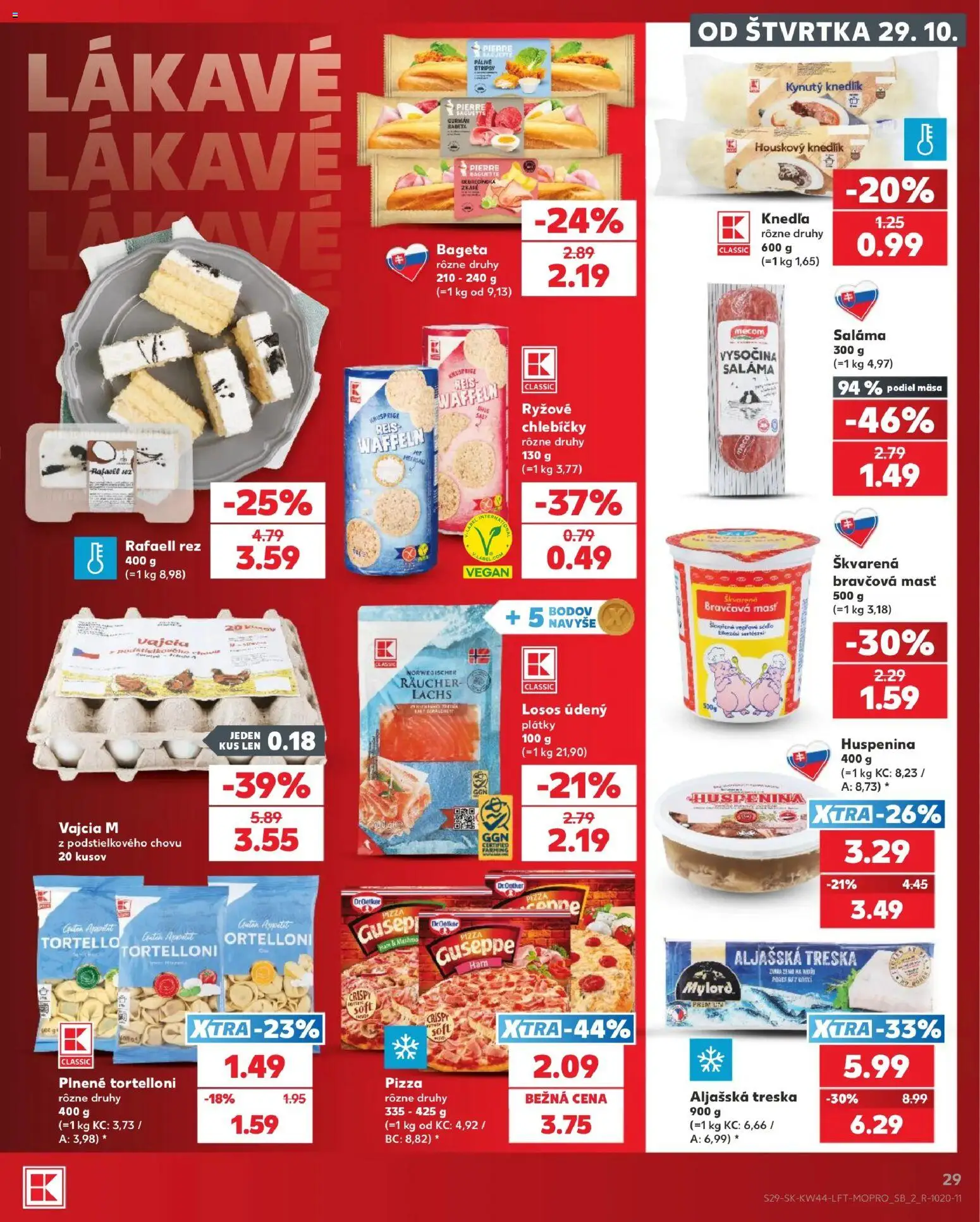 Náhľad Kaufland letáku platného od 29.10.2026 - Knedľa, Losos, Treska, Bravčová masť, Aljašská treska, Saláma, Vajcia M, Losos údený