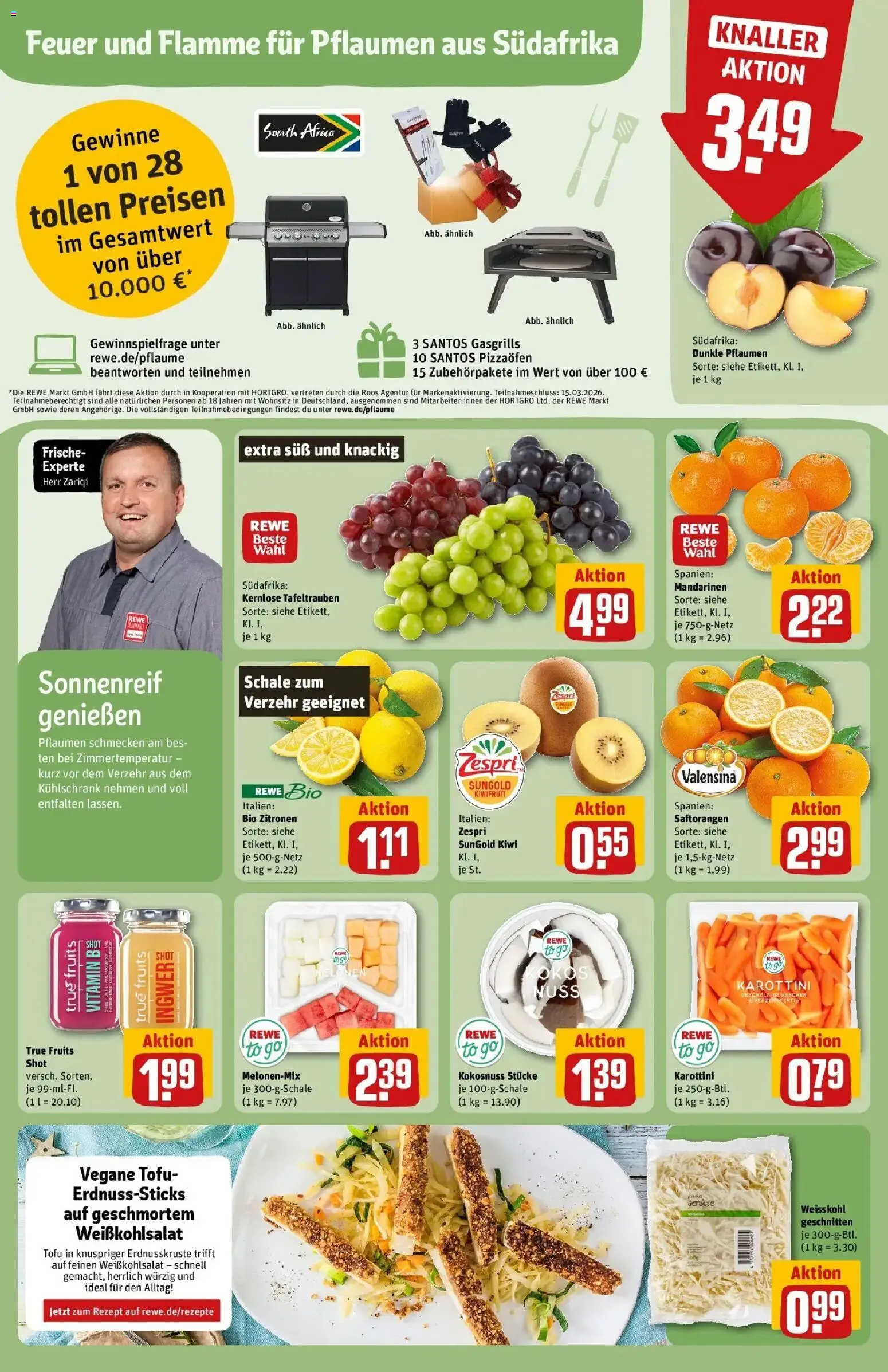 Vorschau von dem Prospekt des Geschäftes Rewe, gültig ab dem 02.03.2026 - Kühlschrank, Kiwi, Gemüse, Pflaumen, Zitronen, Mandarinen, Valensina