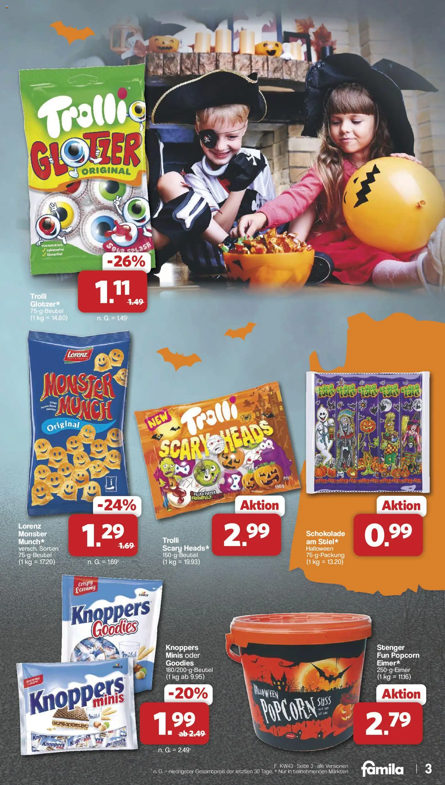 Vorschau von dem Prospekt des Geschäftes Famila Nordwest, gültig ab dem 19.10.2026 - Schokolade, Monster, Milch, Popcorn, Knoppers