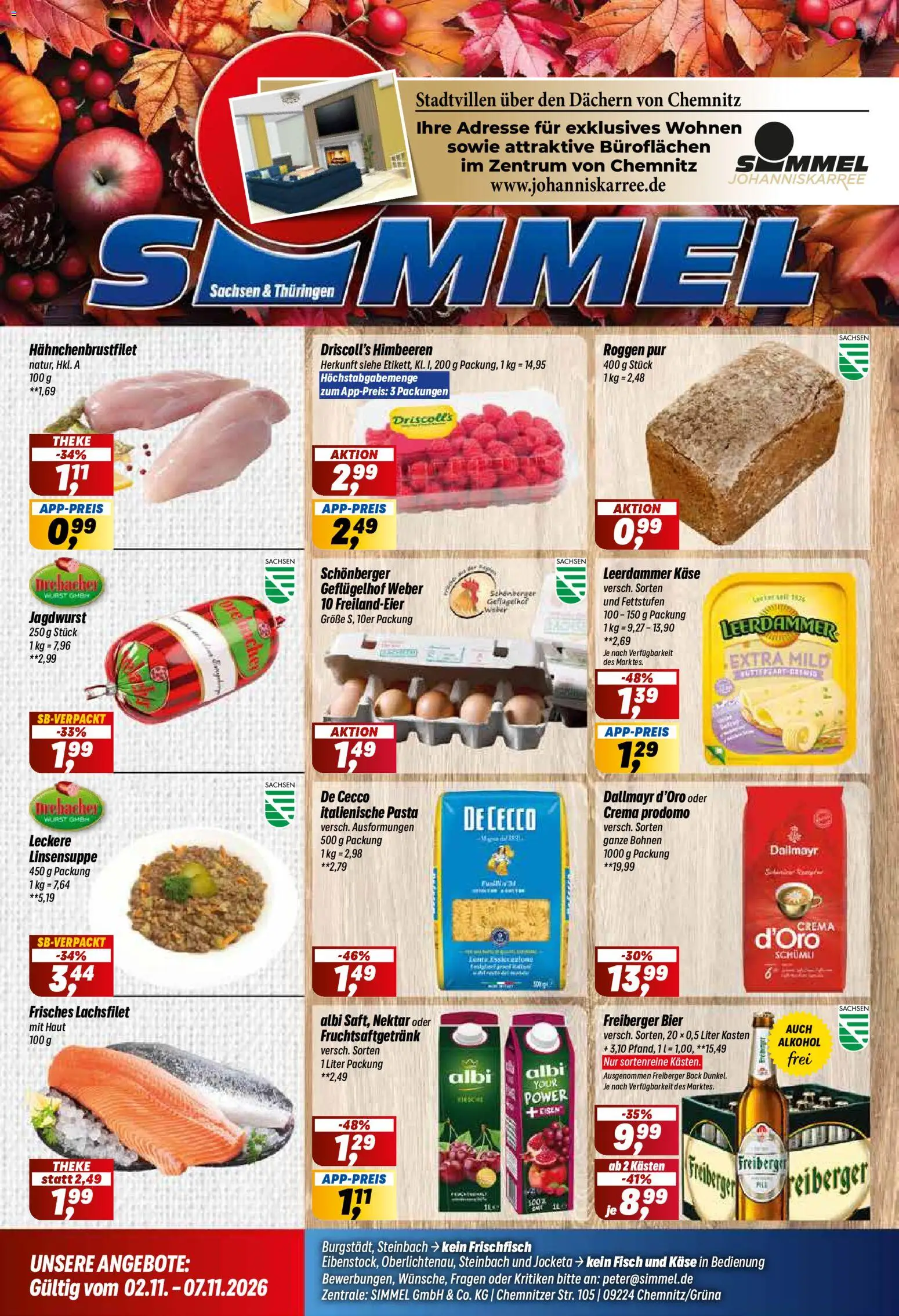 Vorschau von dem Prospekt des Geschäftes Simmel, gültig ab dem 02.11.2026 - Käse, Bier, Pasta, Fisch, Wurst, Alkohol, Dallmayr, Leerdammer