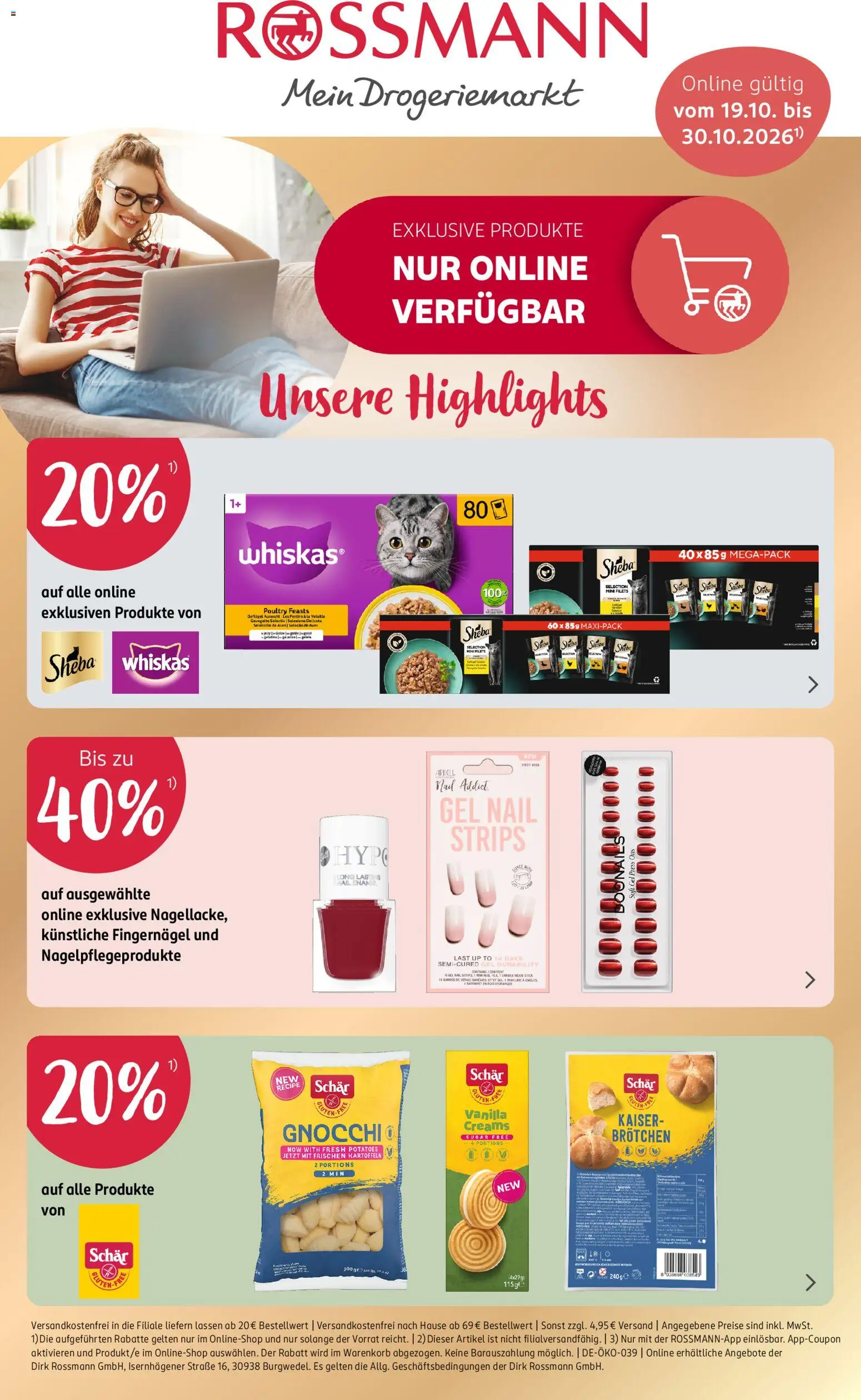 Vorschau von dem Prospekt des Geschäftes Rossmann, gültig ab dem 19.10.2026 - Whiskas, Sheba