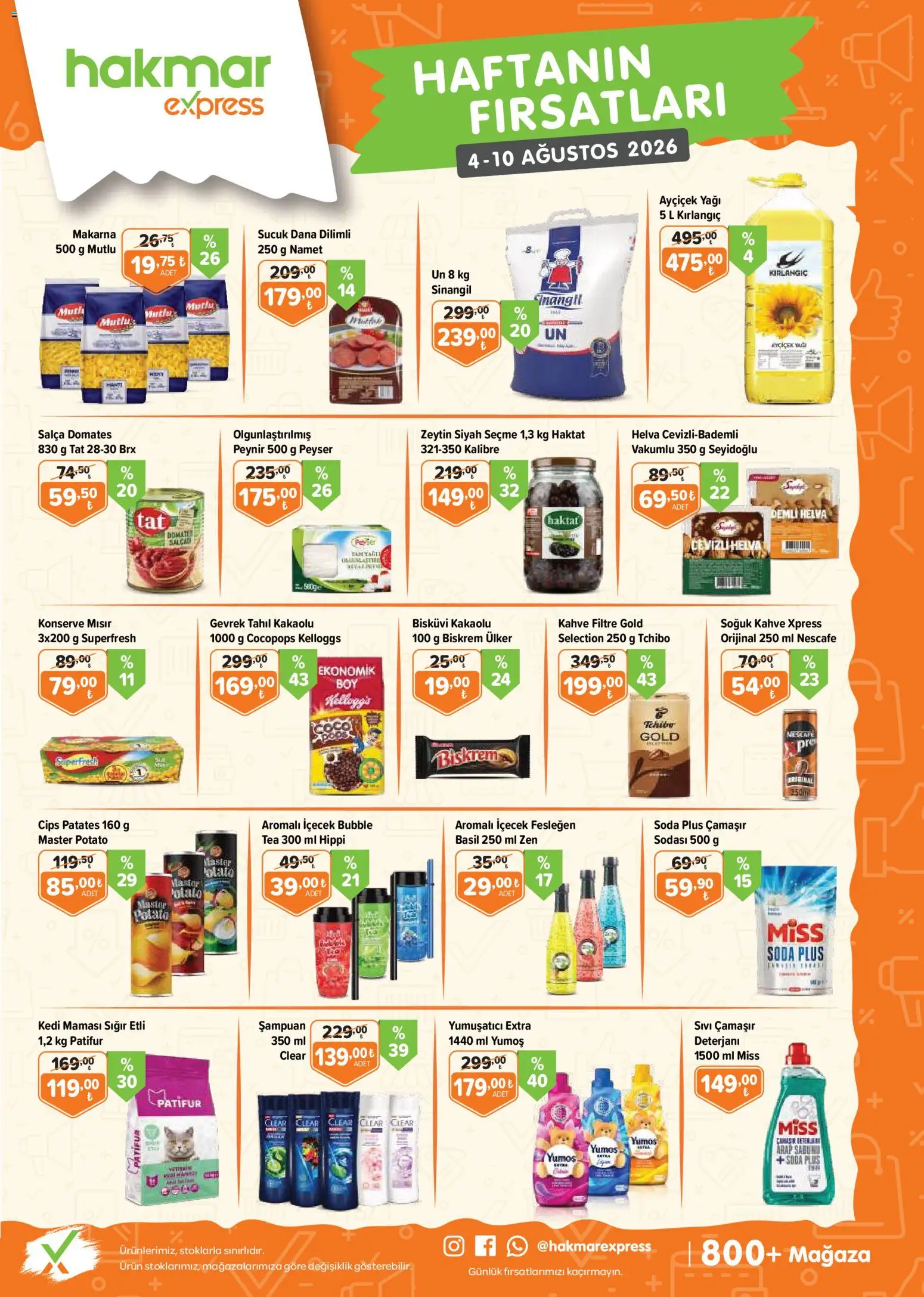 Hakmar Express Hakmar Express Katalog 04.08.2026 - Broşürünün önizlemesi - Mısır, Peynir, Cips, Sucuk, Fesleğen, Soda, Gevrek, Tahıl