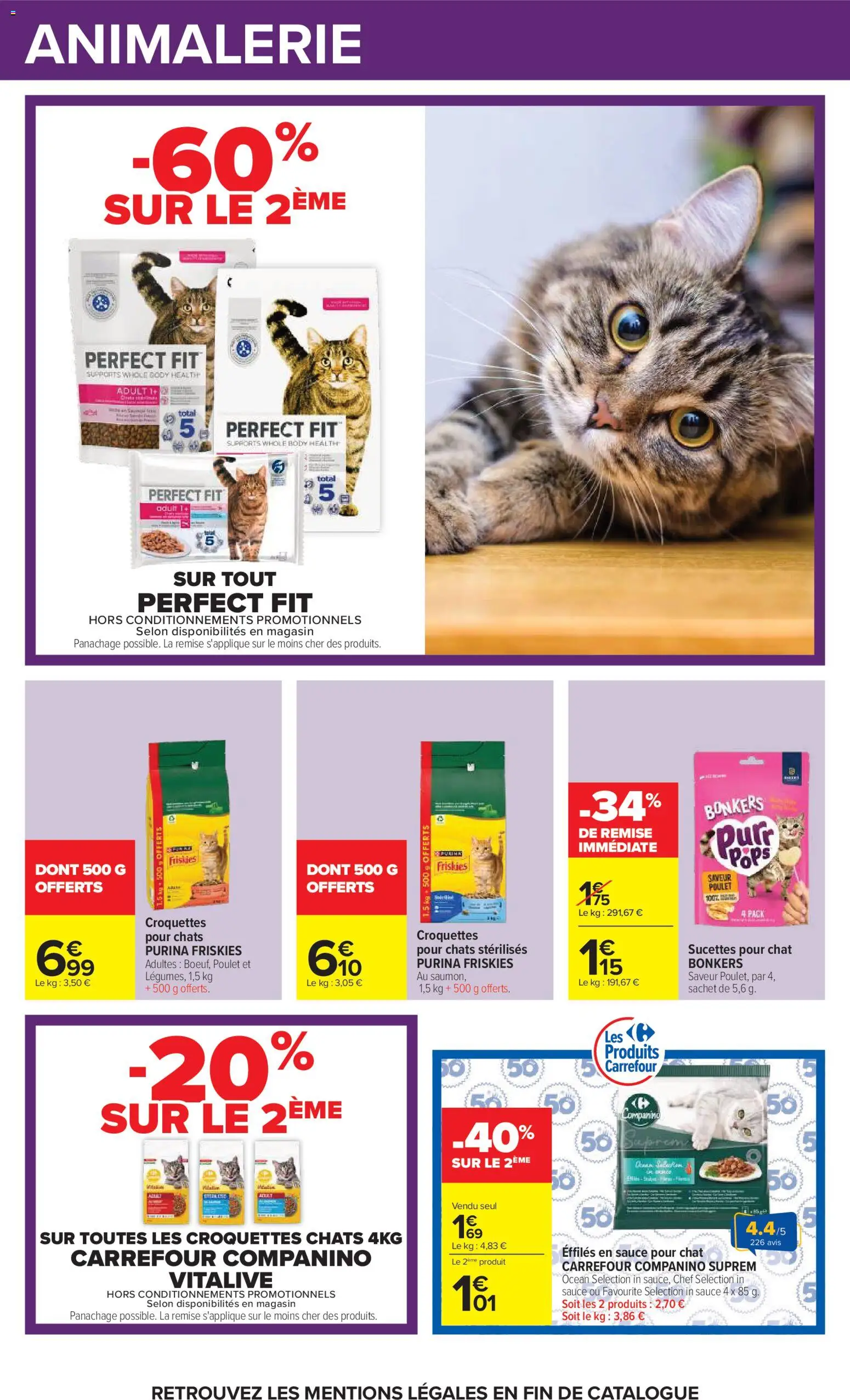 Prévisualisation de Carrefour catalogue du magasin Carrefour formulaire valide 20/10/2026 - Poulet, Body, Croquettes pour chats, Croquettes, Sucettes