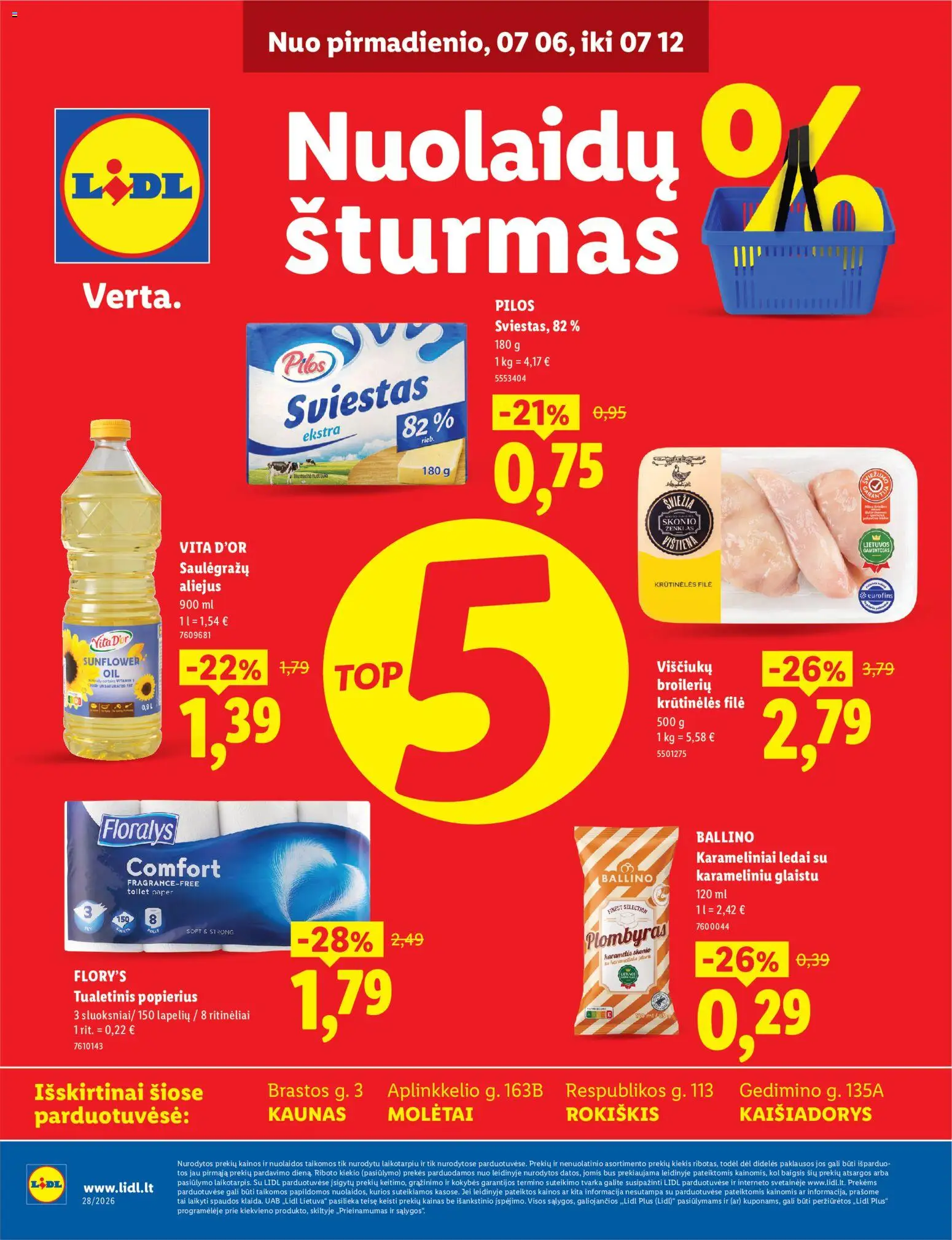 LIDL parduotuvės leidinio LIDL leidinys - Nuolaidų šturmas galiojančio nuo 2026.07.06 peržiūra