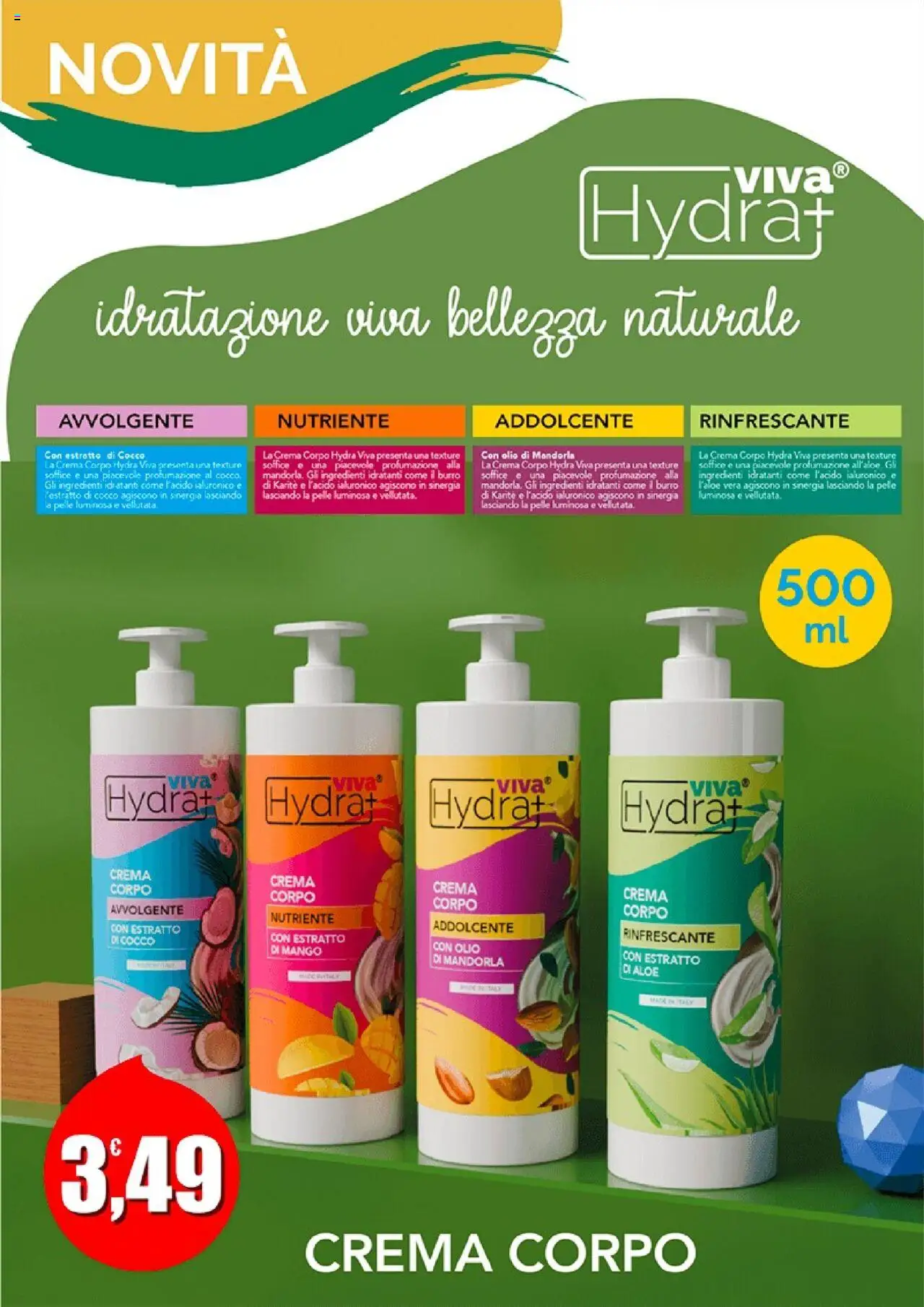 Anteprima dell'opuscolo Volantino Hydra Viva Novità dal negozio Maury's valido da 14/06/2025 - Mango, Crema, Olio, Burro, Cocco, Mandorla, Ingredienti