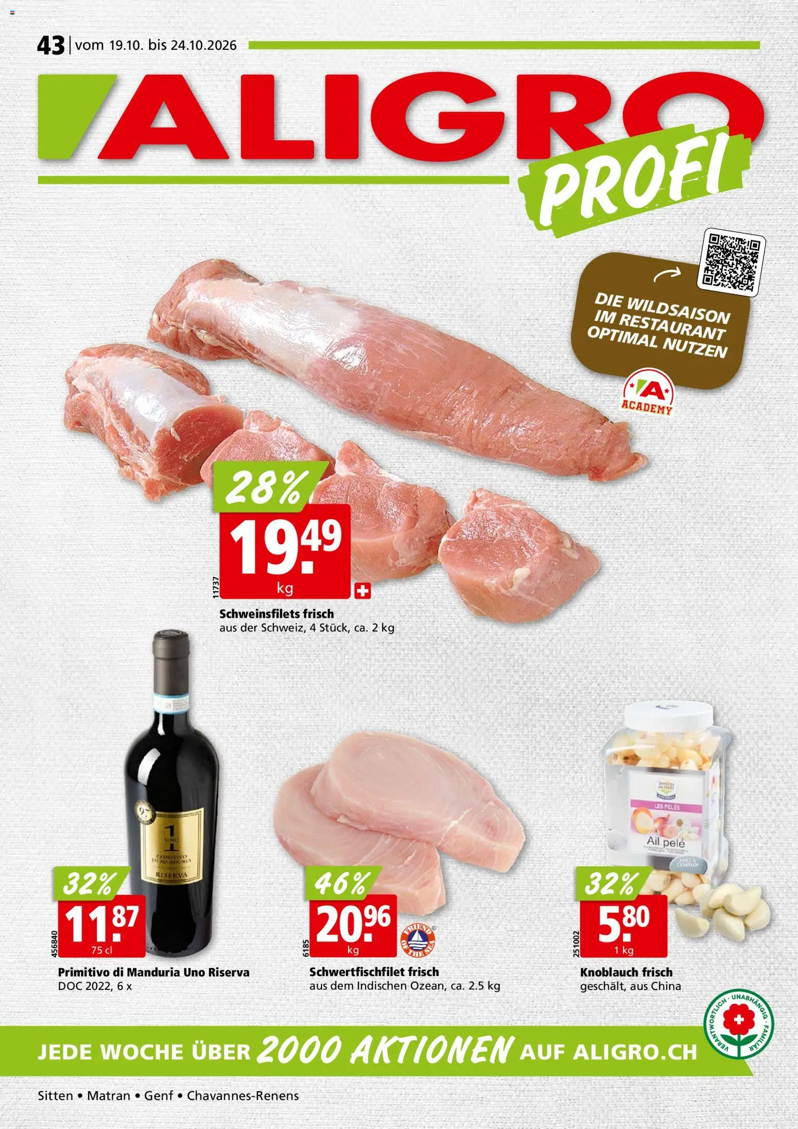 Vorschau des Merkblatts Aligro aktionen Chavannes, Matran, Genf, Sitten vom Shop Aligro gültig von 19.10.2026 bis 24.10.2026 - Knoblauch