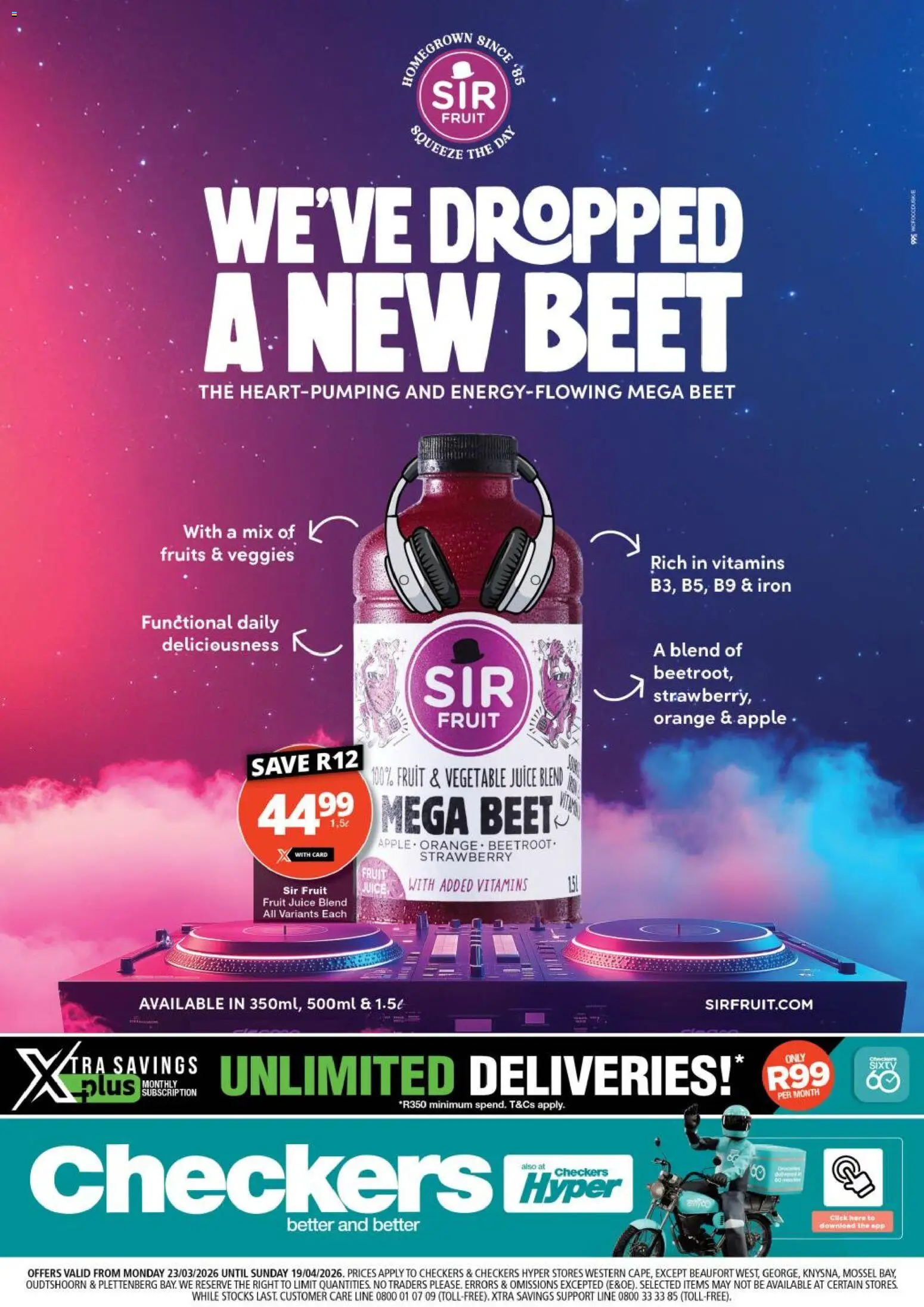Preview of Checkers flyer valid from 23/03/2026 - Iron, Fruit, Beet, Juice, Vitamins
