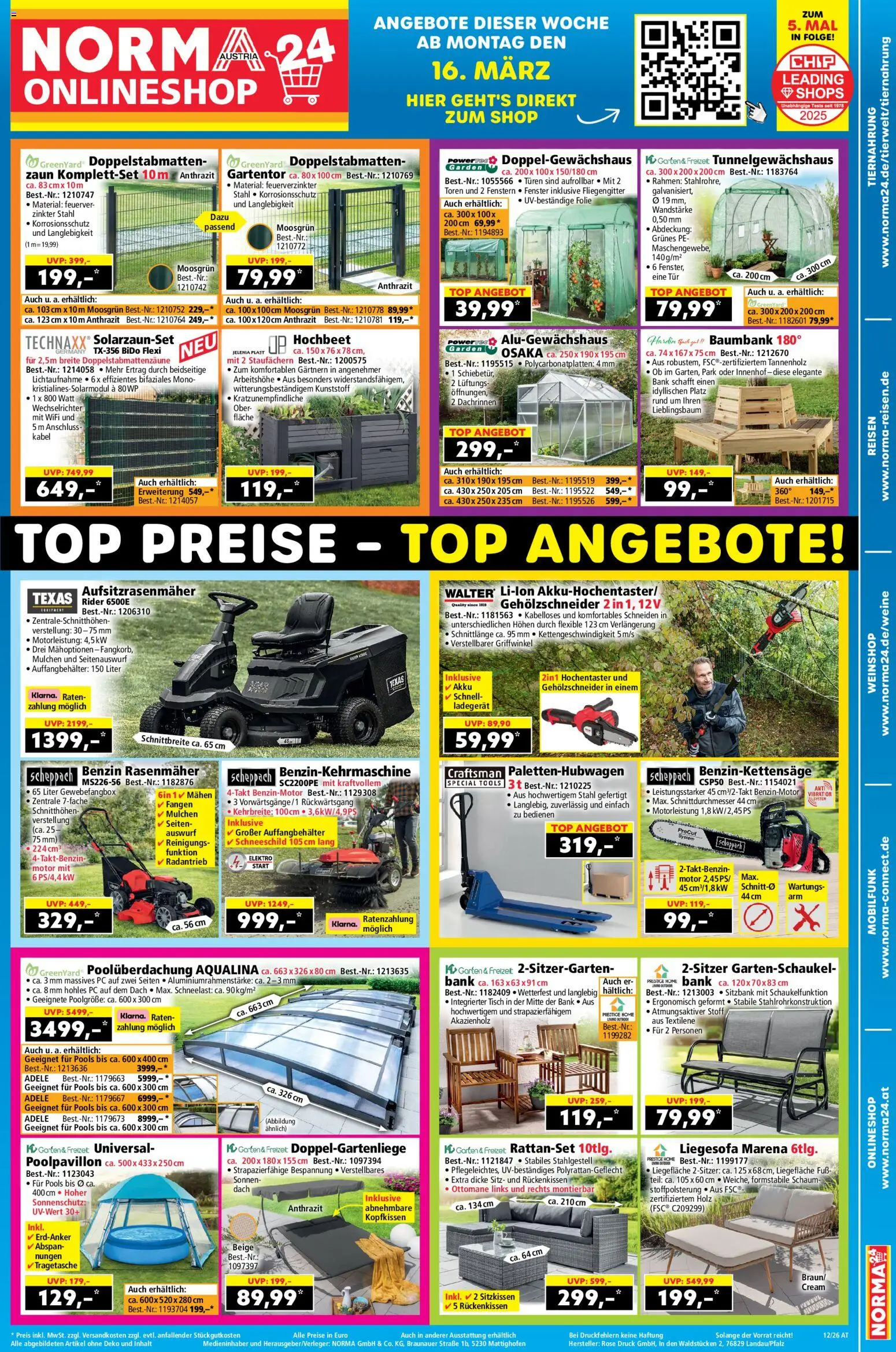 Vorschau der Angebote: Norma Norma Online shop gültig ab 16.03.2026 - PC, Rasenmäher, Tisch, Kabel