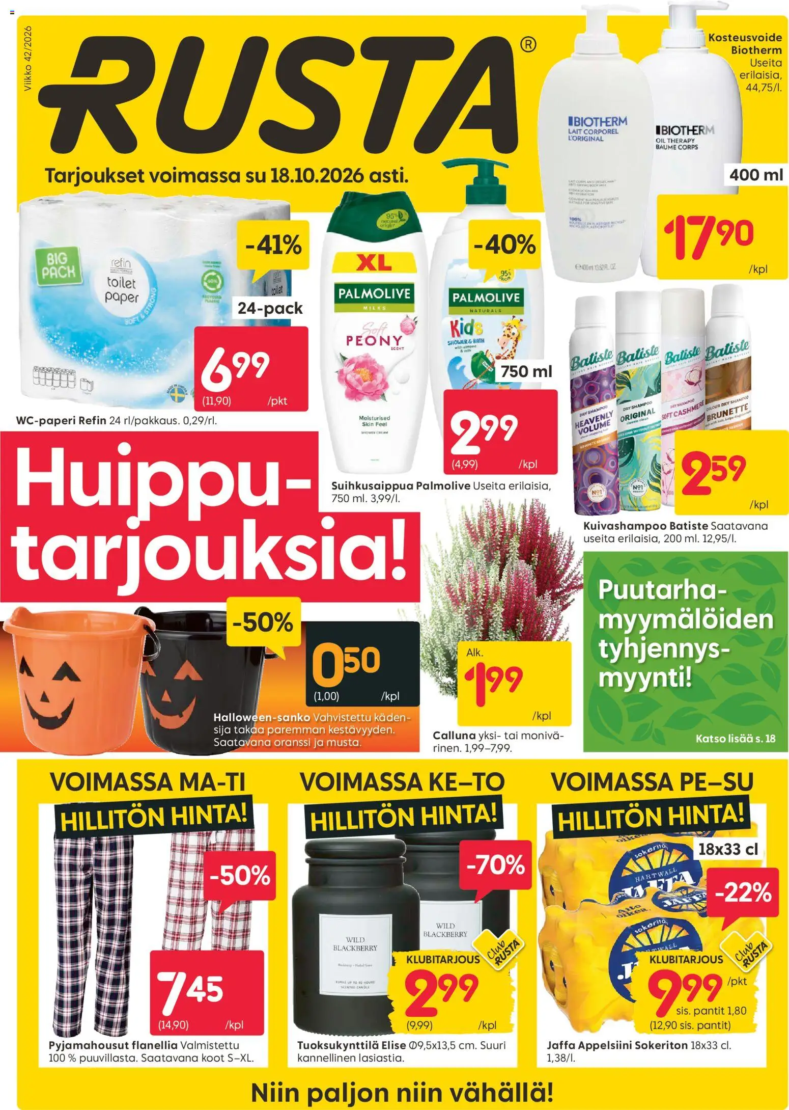 Kaupan Rusta Rusta tarjoukset esikatselu, voimassa 12/10/2026 - Shampoo, Kuivashampoo, Wc-paperi