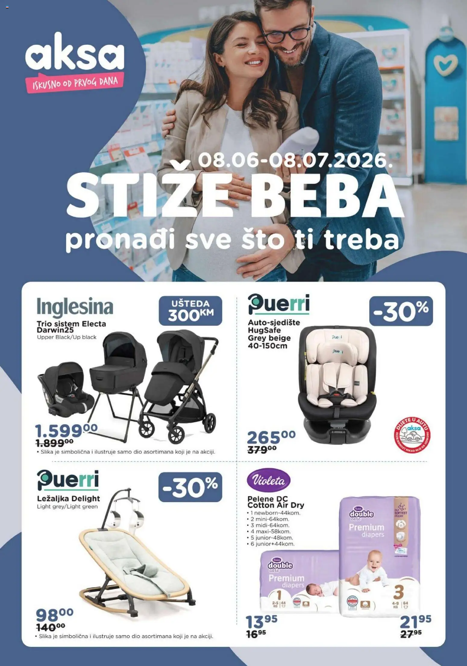 Pregled letka AKSA Stiže beba trgovine AKSA vrijedi od 08.06.2026