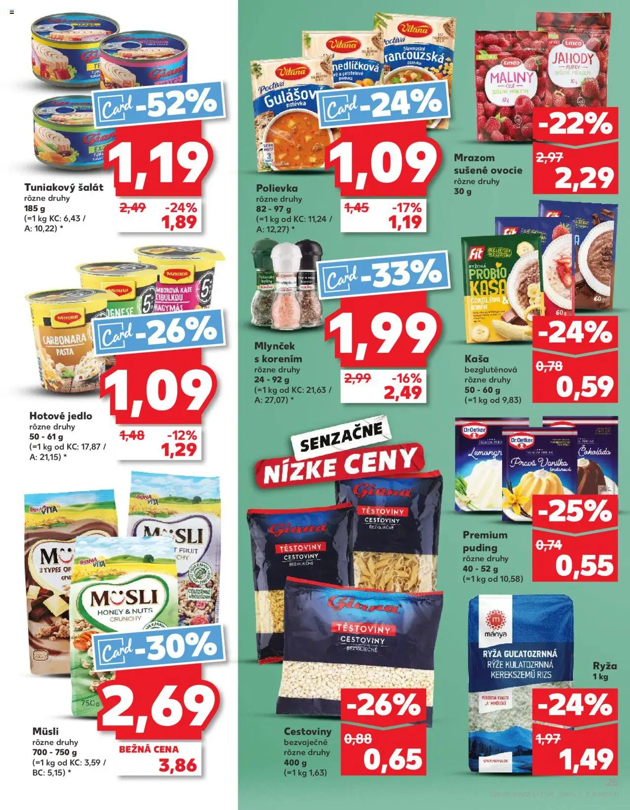 Náhľad Kaufland letáku platného od 11.09.2025 - Cestoviny, Čokoláda, Šalát, Puding, Jahody, Ryža, Maliny, Mlynček