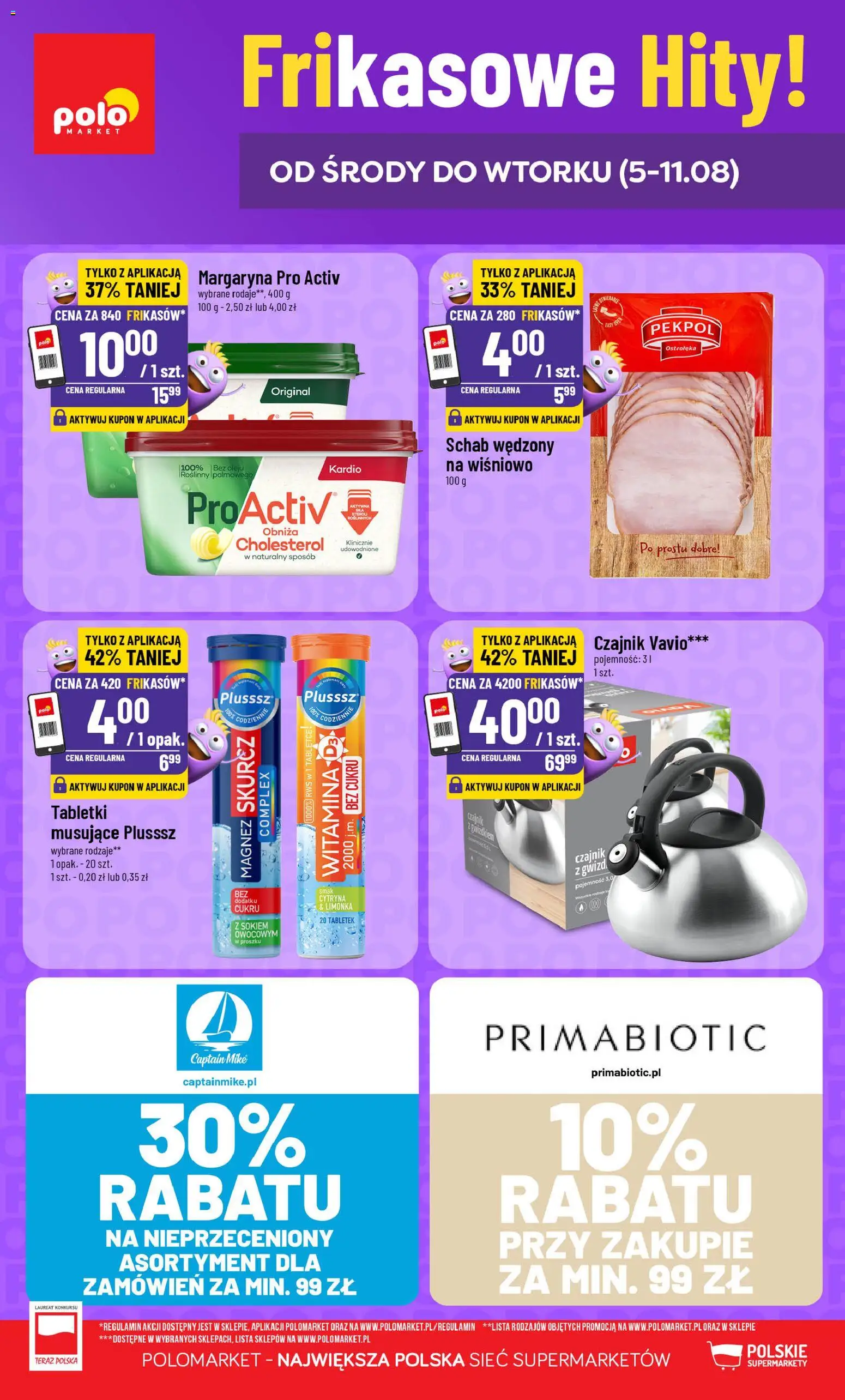 Pogląd gazetki "POLOmarket gazetka - Frikasowe Hity" ze sklepu POLOmarket ważnej od 05.08.2026 - Czajnik, Schab, Cytryna, Limonka, Margaryna