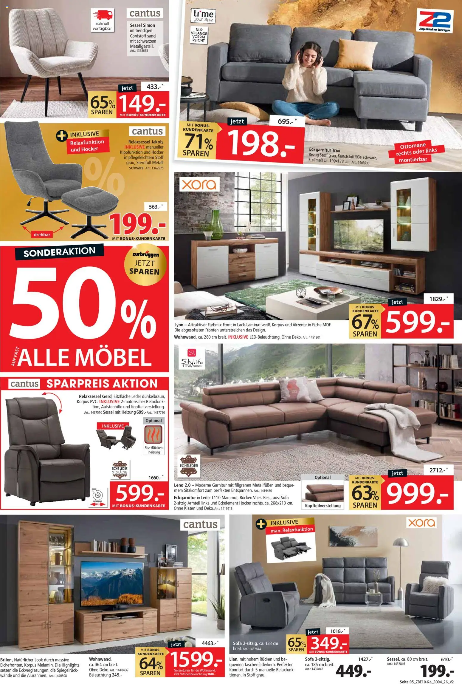 Vorschau von dem Prospekt des Geschäftes Zurbrüggen, gültig ab dem 31.10.2026 - Sofa, Sessel, Relaxsessel, Kissen, Tür, Hocker