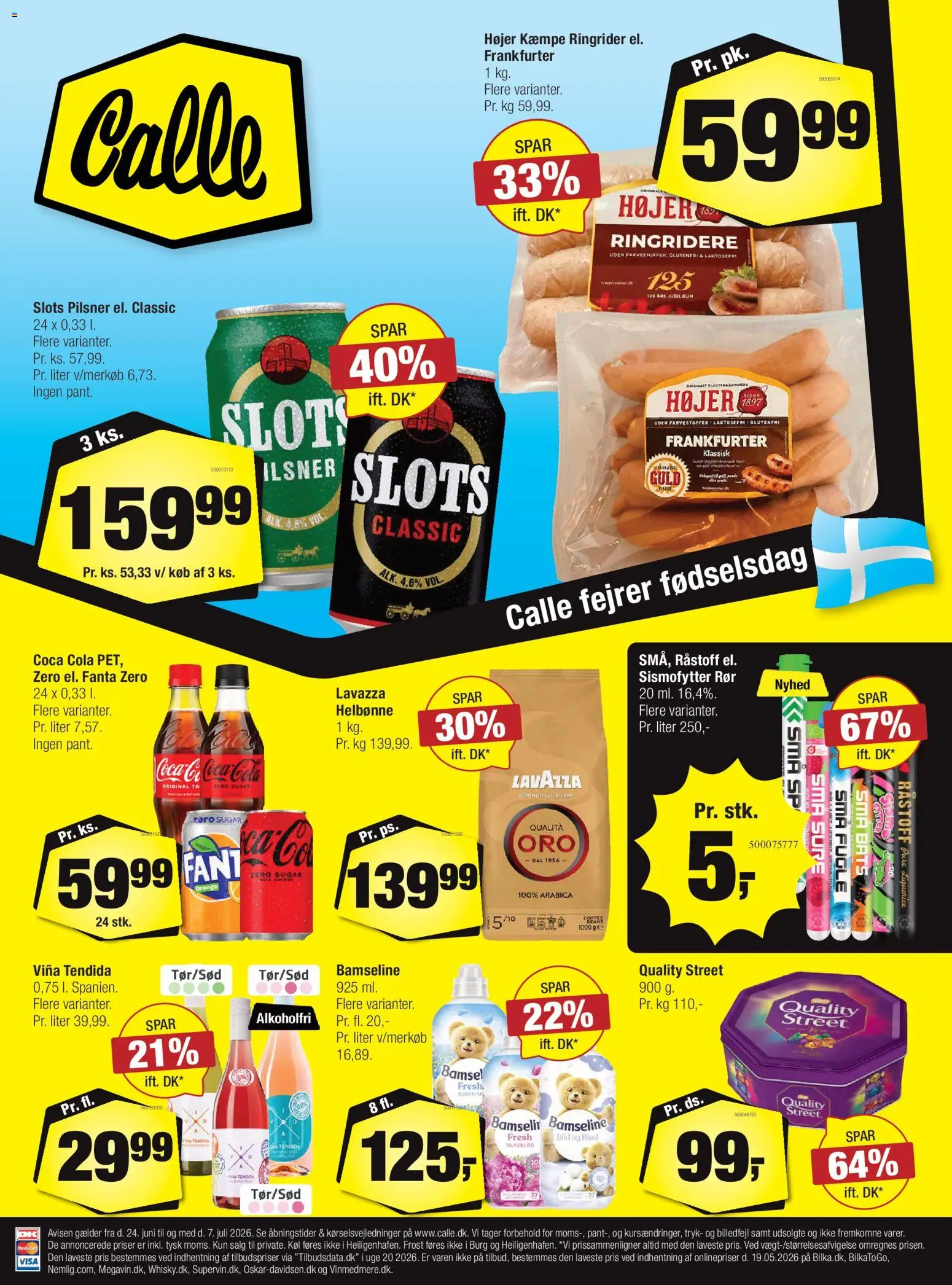 Eksempel på tilbudsavis Calle - Tilbudsavis fra butik Calle gyldig fra 24/06/2026 - Coca Cola, Cola, Fanta