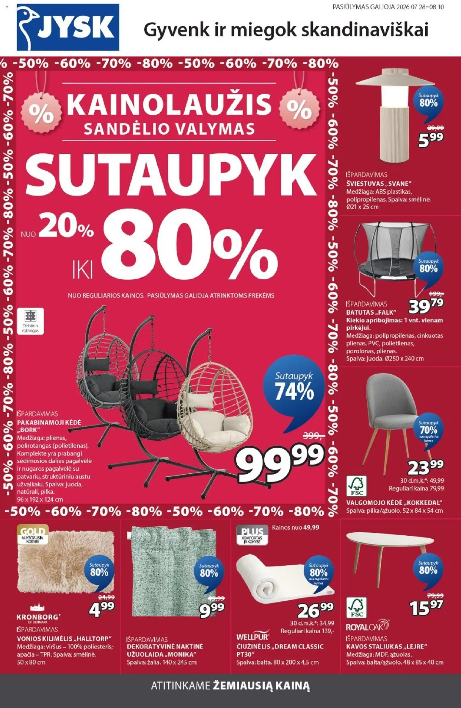 JYSK parduotuvės leidinio JYSK leidinys galiojančio nuo 2026.07.28 peržiūra