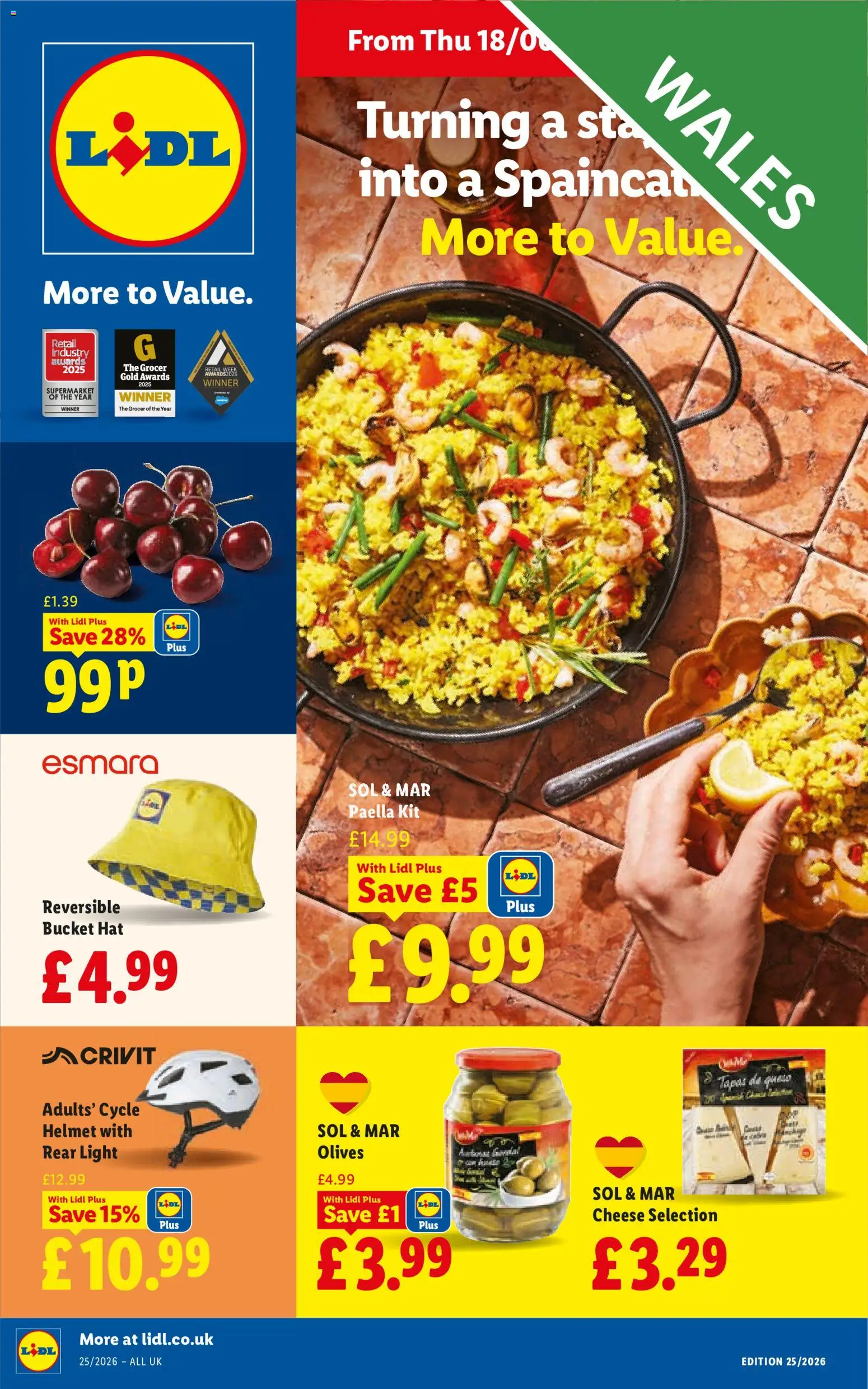 Preview of Lidl Weekly offers Lidl Wales valid from 18/06/2026 - Cheese, Hat, Olives, Rear light