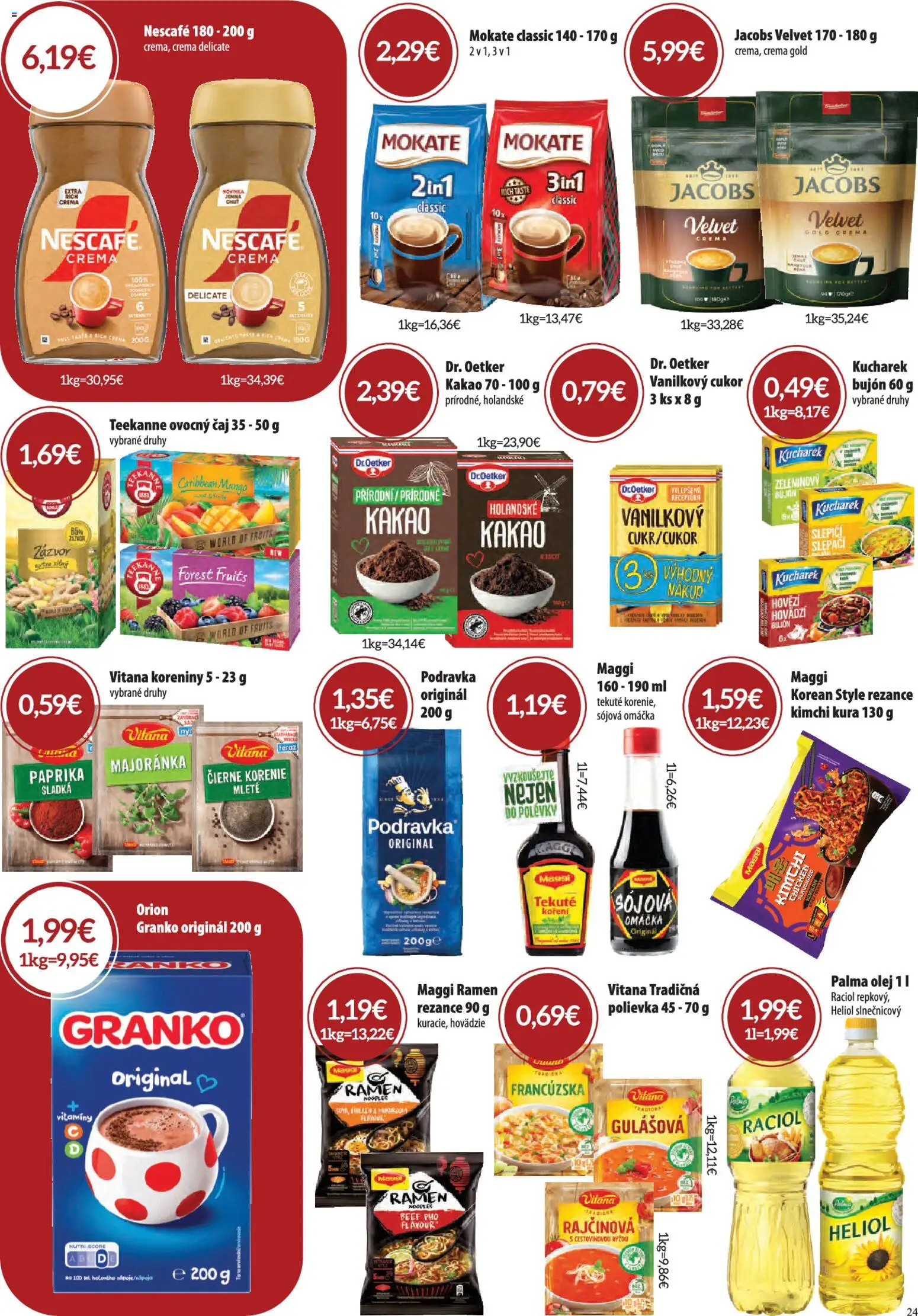 Náhľad CBA Komfos letáku platného od 01.10.2026 - Mango, Čaj, Korenie, Vaňa, Jacobs Velvet, Čierne korenie, Teekanne, Bujón