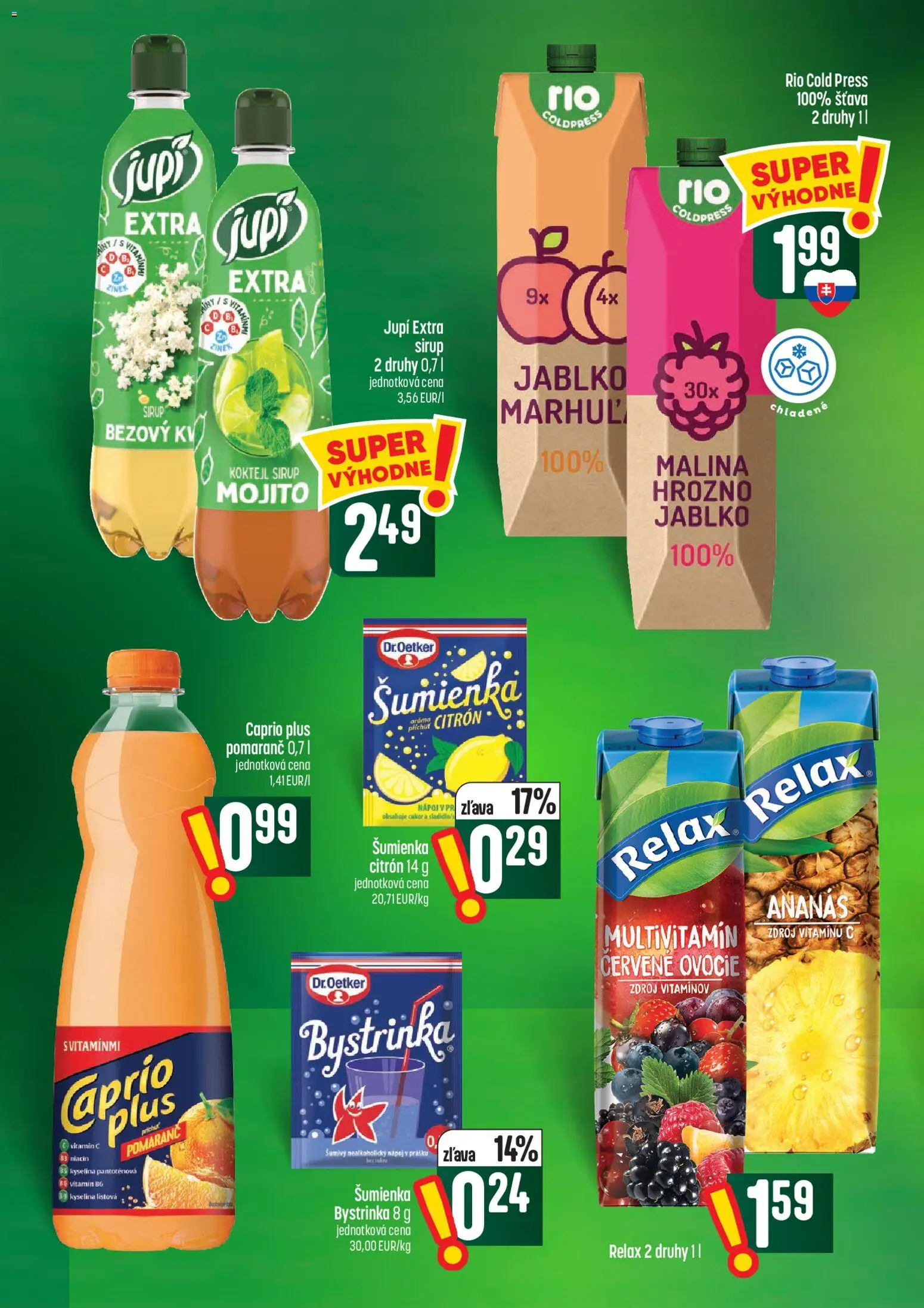 Náhľad COOP Jednota letáku platného od 01.10.2026 - Ovocie, Hrozno, Sirup, Multivitamín, Ananás, Šťava